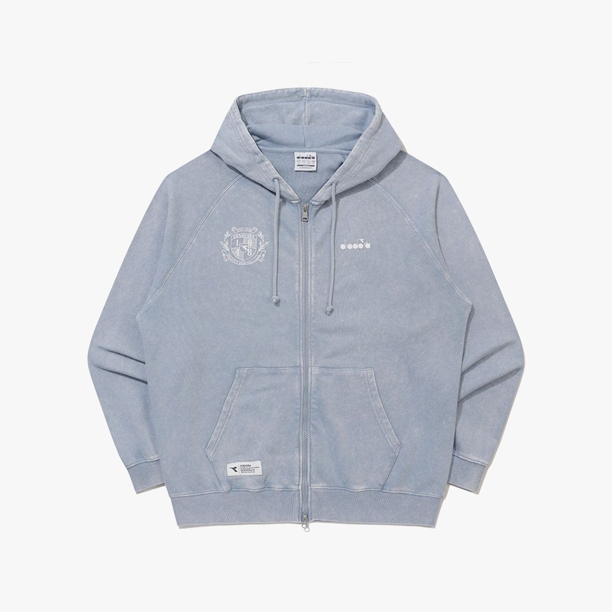디아도라(diadora) 피그먼트 워싱 후드 집업 SKYBLUE