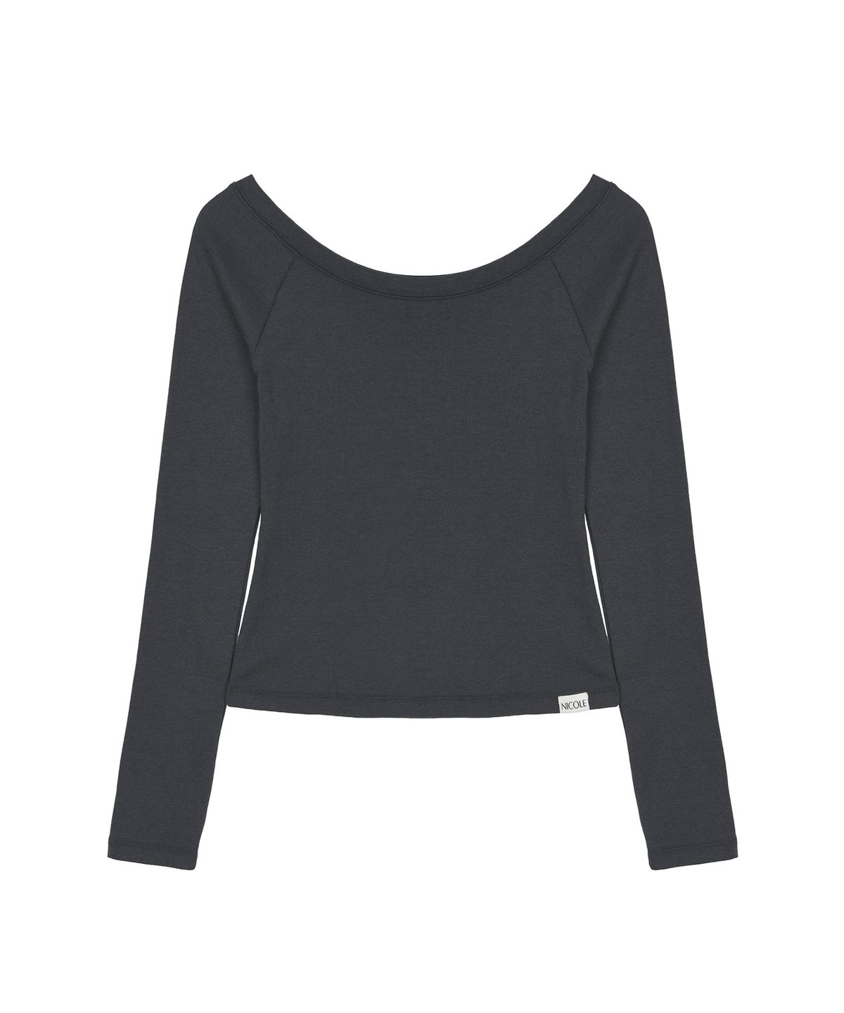 닉앤니콜(NICK&NICOLE) OFF SHOULDER LONG SLEEVE TOP_CHARCOAL