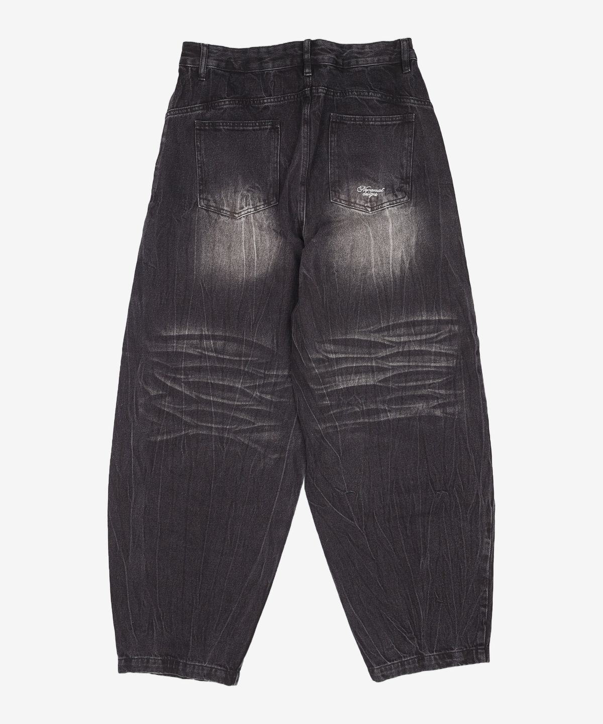 노매뉴얼(NOMANUAL) WASHED JUMBO DENIM PANTS - WASHED BLACK L