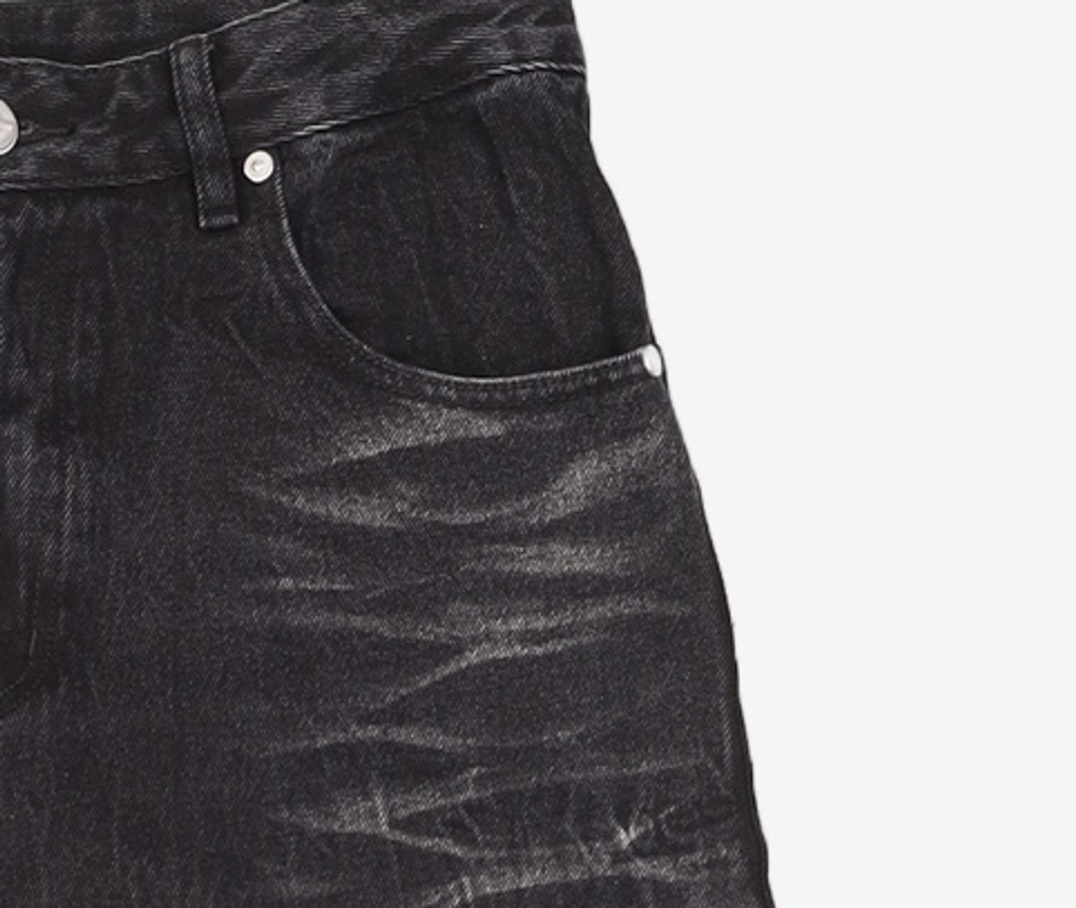 노매뉴얼(NOMANUAL) WASHED JUMBO DENIM PANTS - WASHED BLACK L
