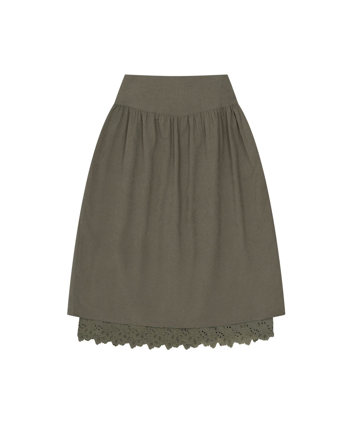 반원 아틀리에(VANONE ATELIER) P3331 셔링 레이스 스커트_Khaki