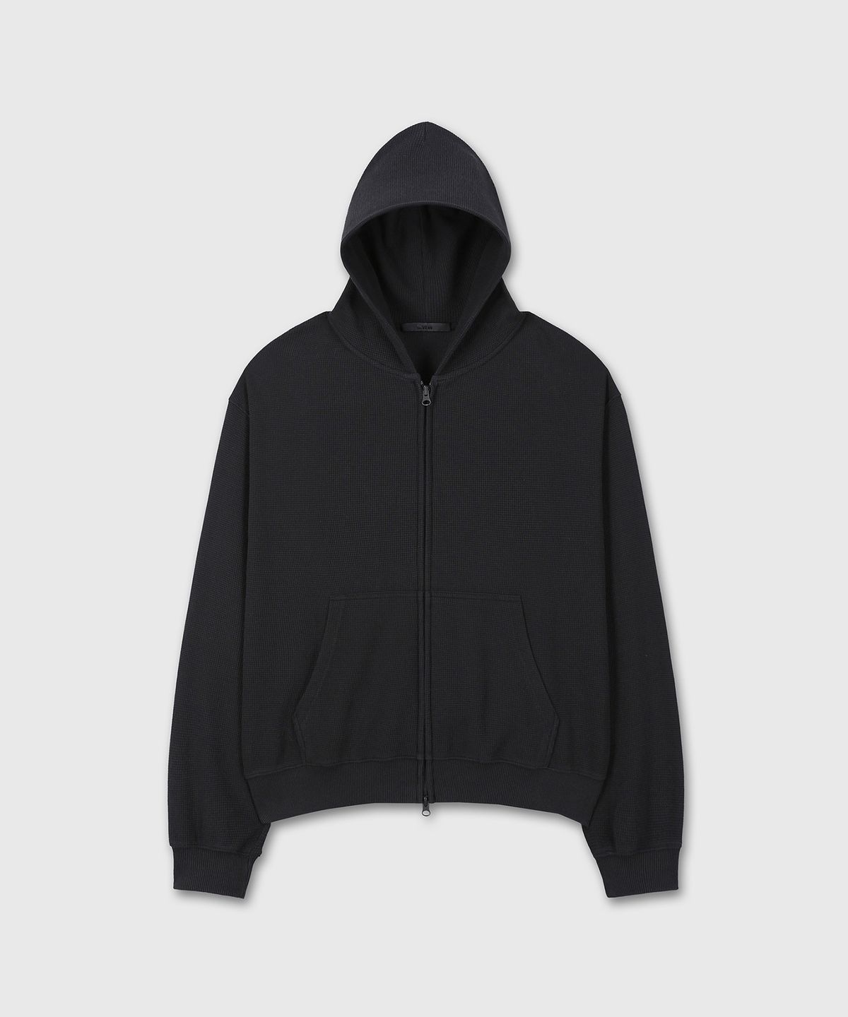 다이브인(DIVEIN) UNIFORM WAFFLE CROP HOOD ZIP-UP (BLACK)