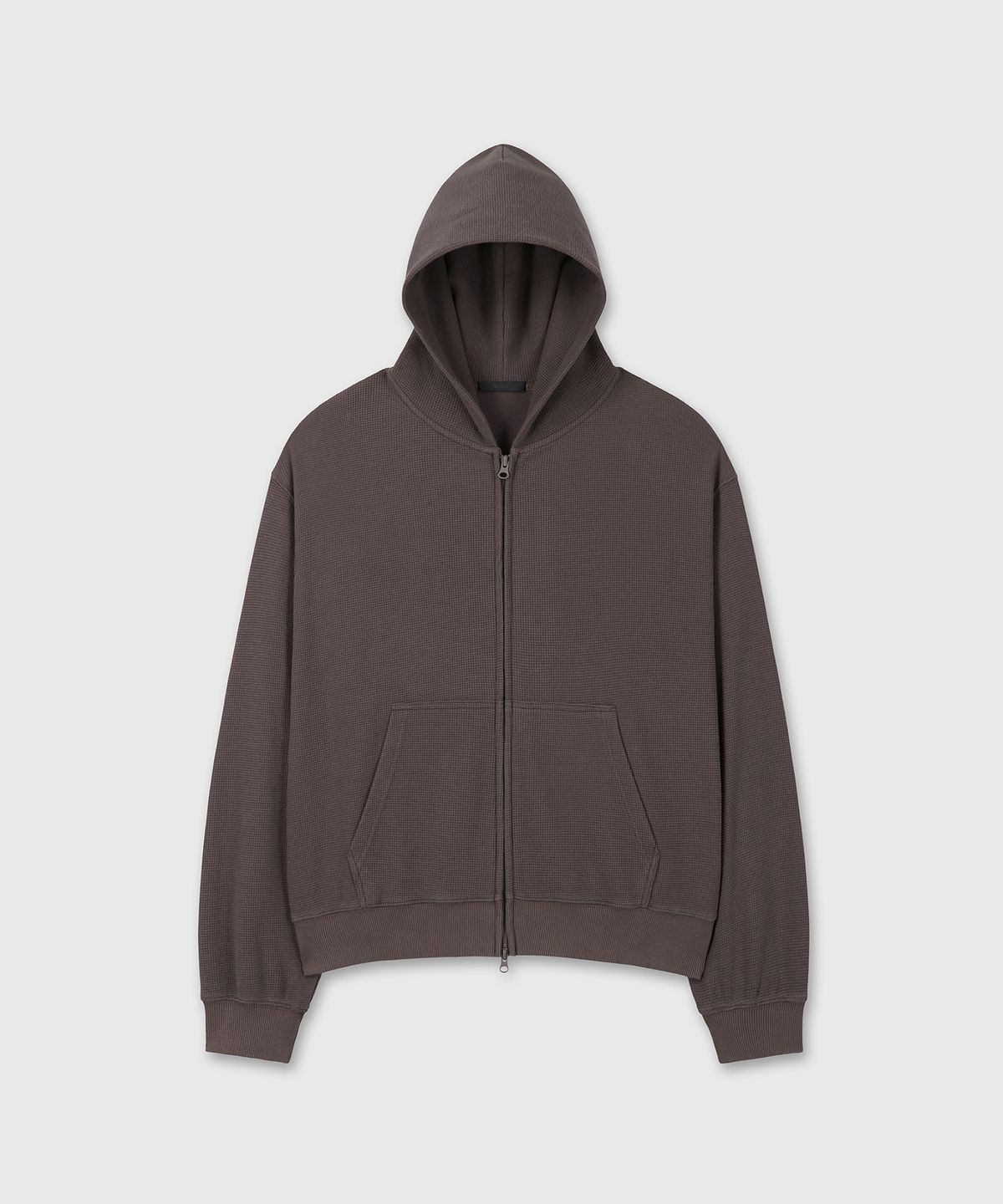 다이브인(DIVEIN) UNIFORM WAFFLE CROP HOOD ZIP-UP (BROWN)