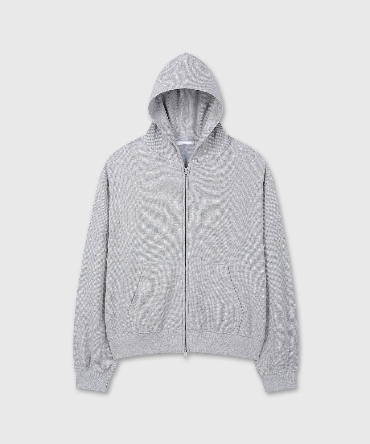 다이브인(DIVEIN) UNIFORM WAFFLE CROP HOOD ZIP-UP (MELANGE GRAY)