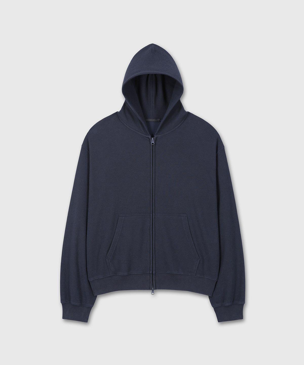 다이브인(DIVEIN) UNIFORM WAFFLE CROP HOOD ZIP-UP (NAVY)