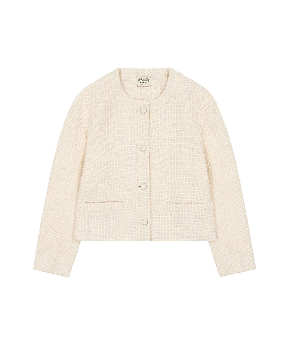 반원 아틀리에(VANONE ATELIER) O3777 오버핏 트위드 재킷_Ivory