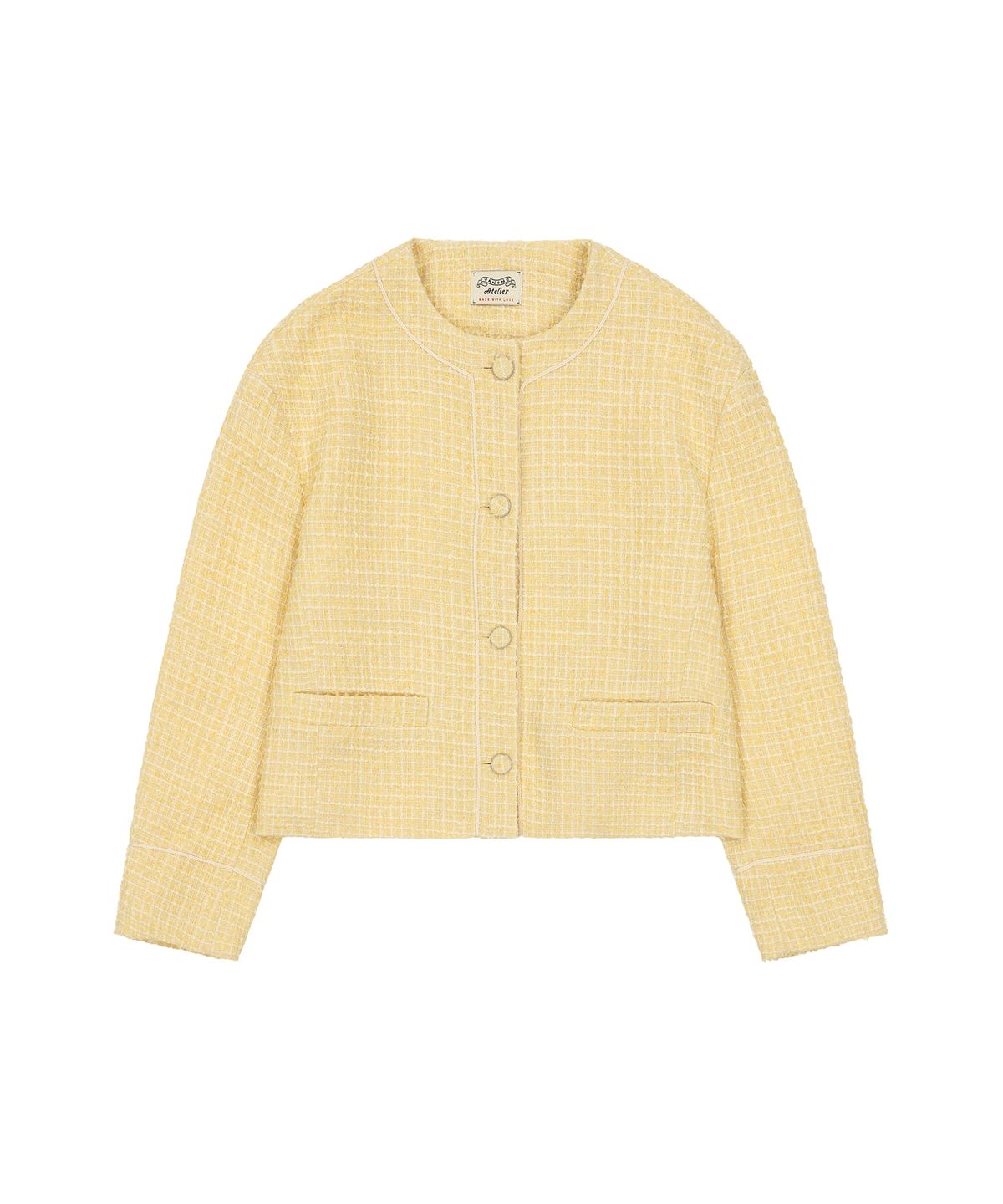 반원 아틀리에(VANONE ATELIER) O3777 오버핏 트위드 재킷_Yellow
