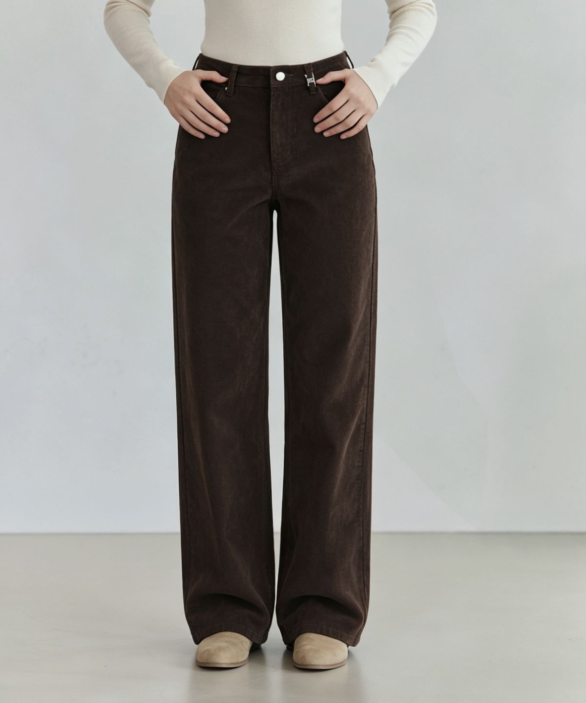 논앤논(NON AND NON) [맞춤기장] CORDUROY WIDE PANTS_NFDP6593 (BROWN)