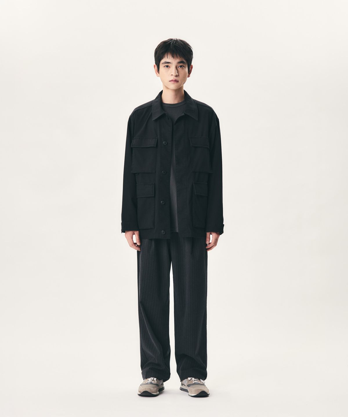 에스피오나지(ESPIONAGE) Stripe Easy Slacks Pants Charcoal
