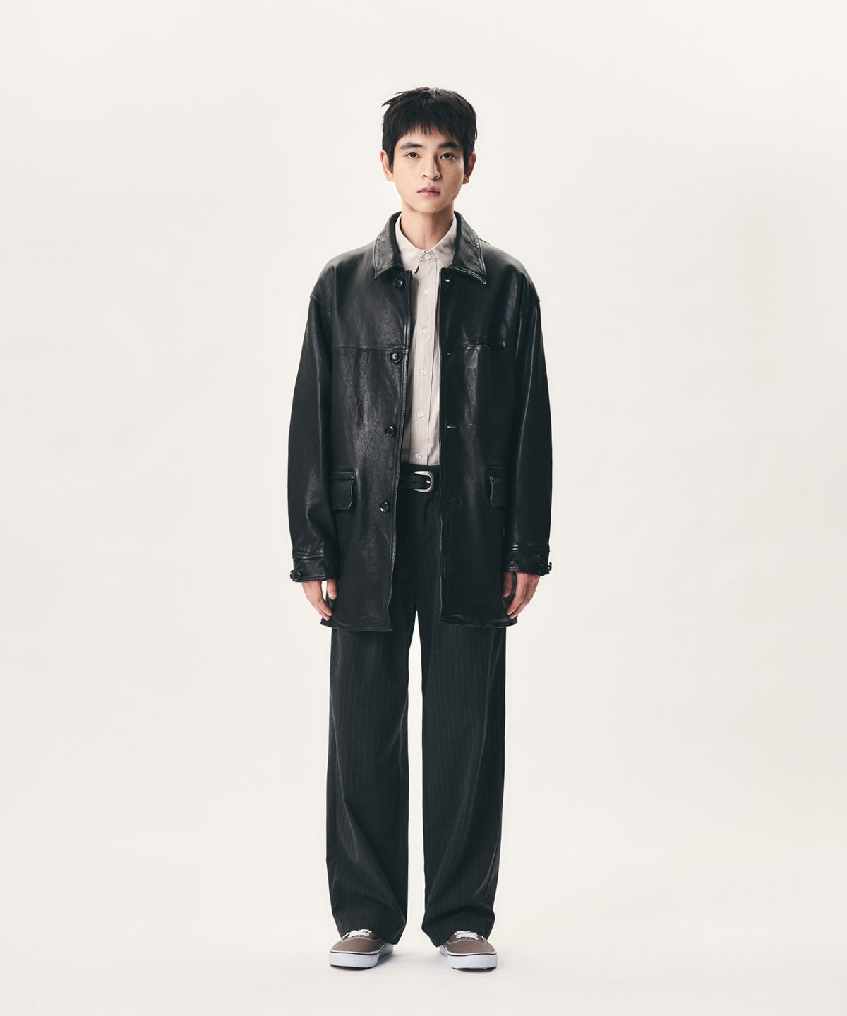 에스피오나지(ESPIONAGE) Stripe Easy Slacks Pants Charcoal