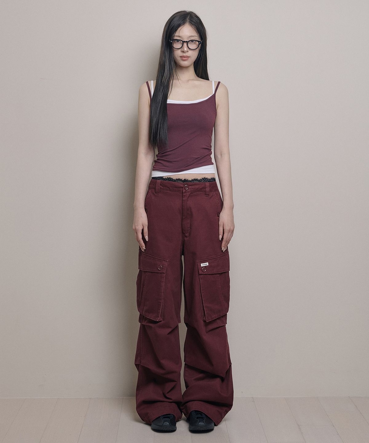 아워쉐입(OURRSHAPE) Button Washed Cargo Pants - Wine