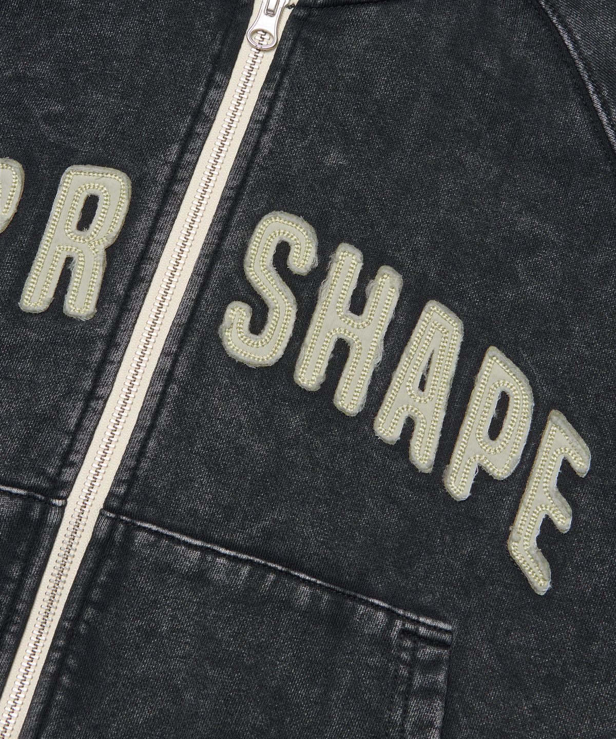 아워쉐입(OURRSHAPE) OS Logo Zip Up Hoodie - Washed Black