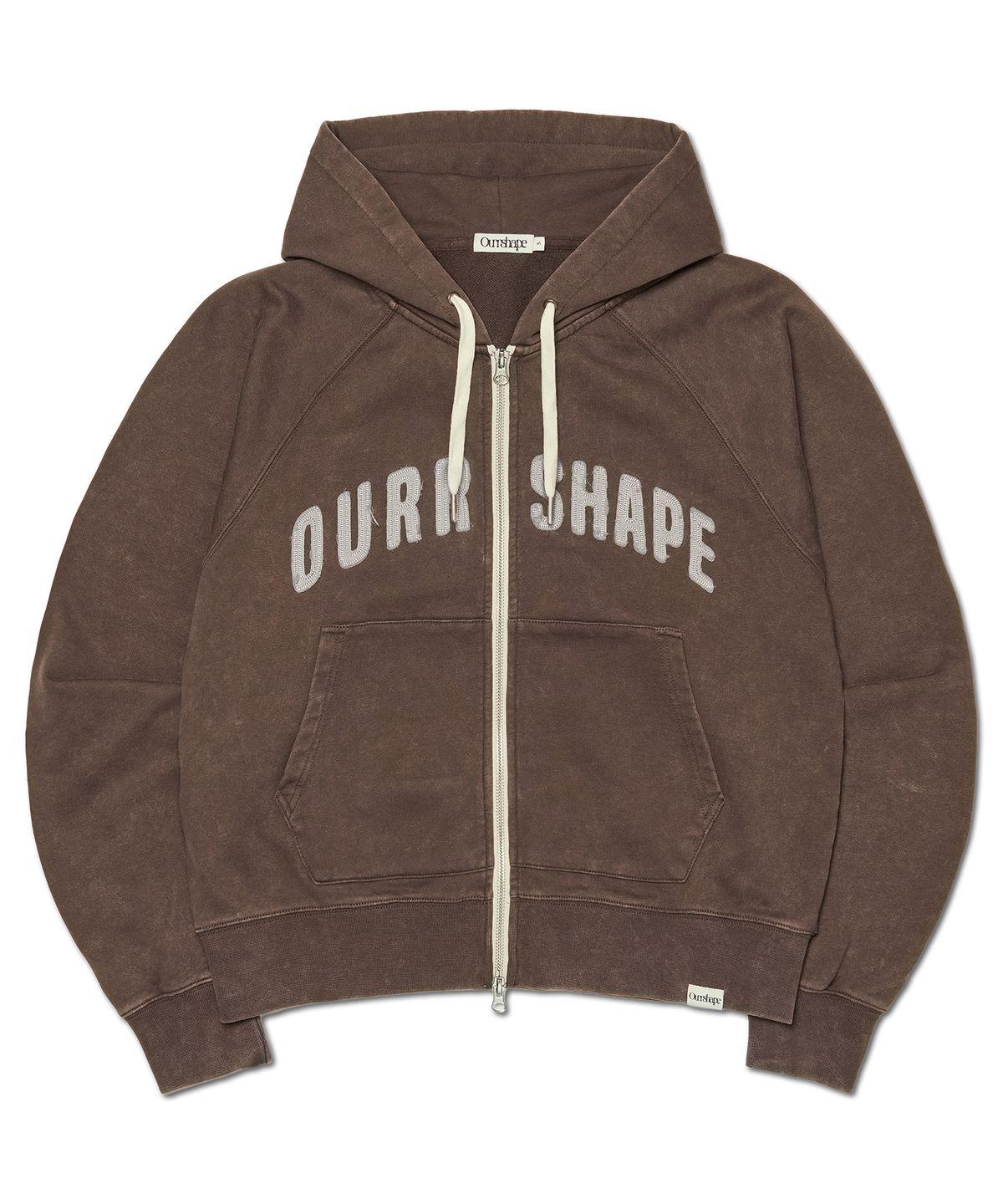 아워쉐입(OURRSHAPE) OS Logo Zip Up Hoodie - Washed Brown