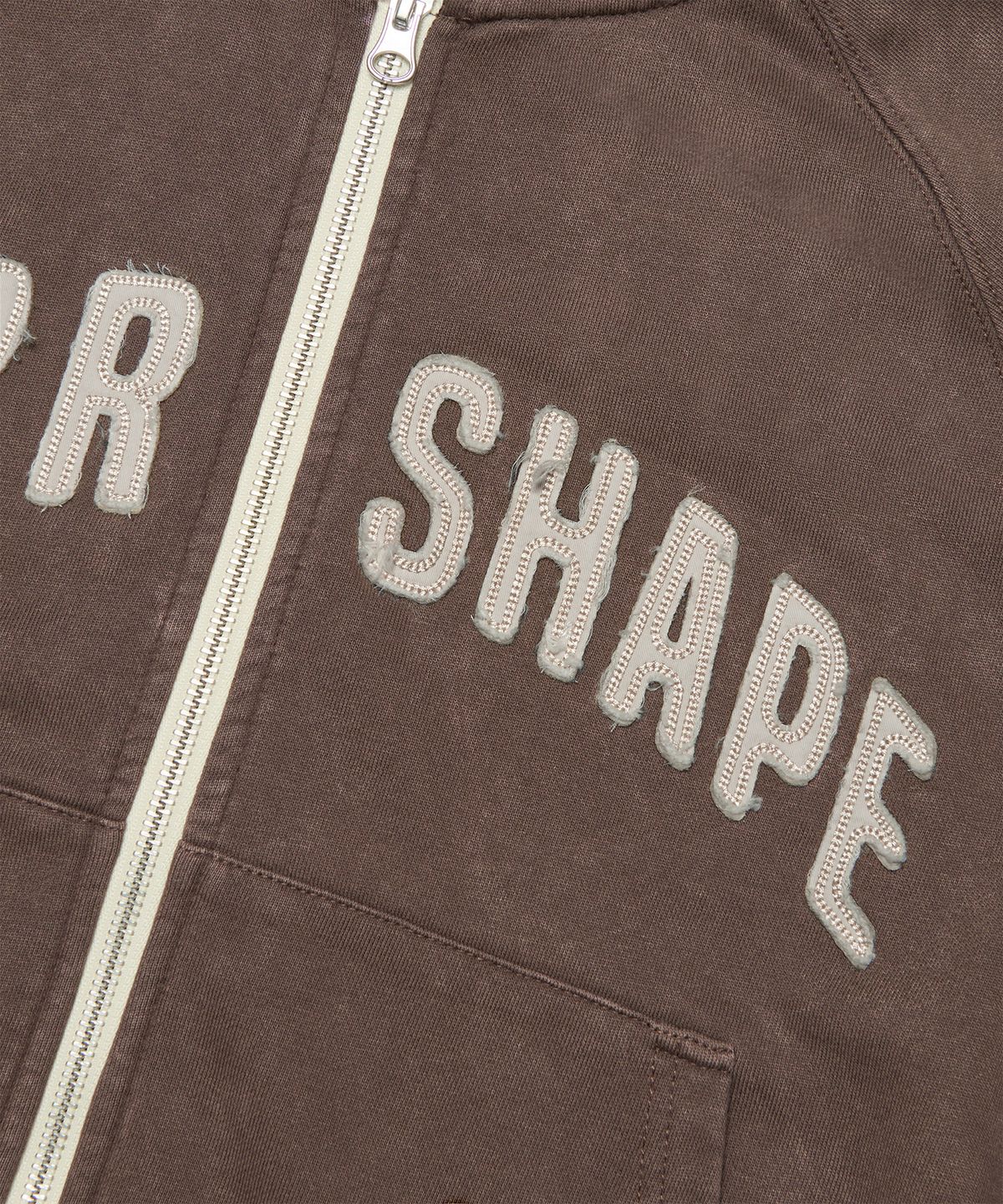 아워쉐입(OURRSHAPE) OS Logo Zip Up Hoodie - Washed Brown