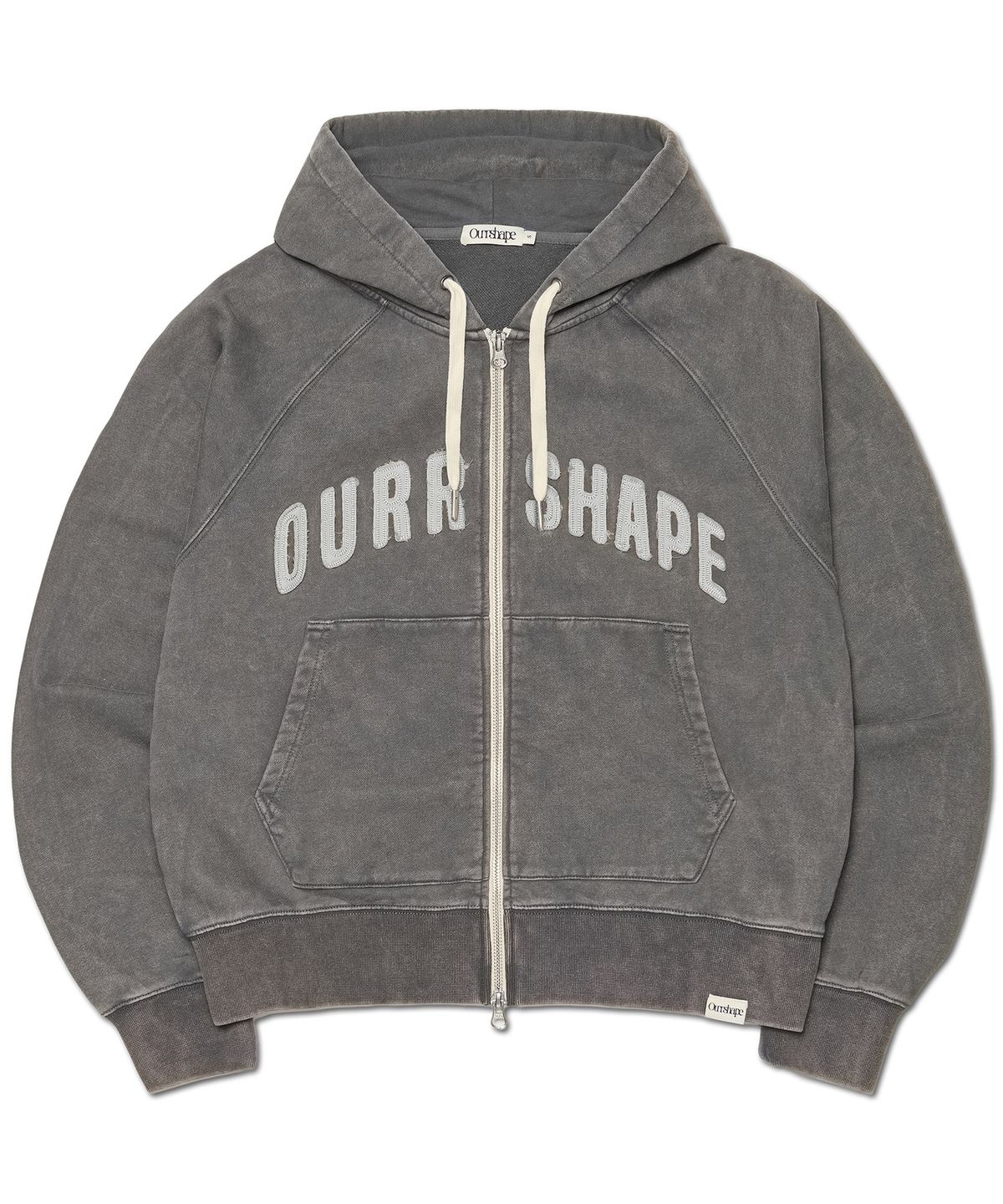 아워쉐입(OURRSHAPE) OS Logo Zip Up Hoodie - Washed Charcoal