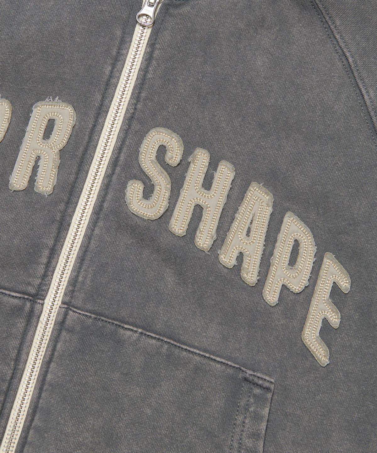 아워쉐입(OURRSHAPE) OS Logo Zip Up Hoodie - Washed Charcoal