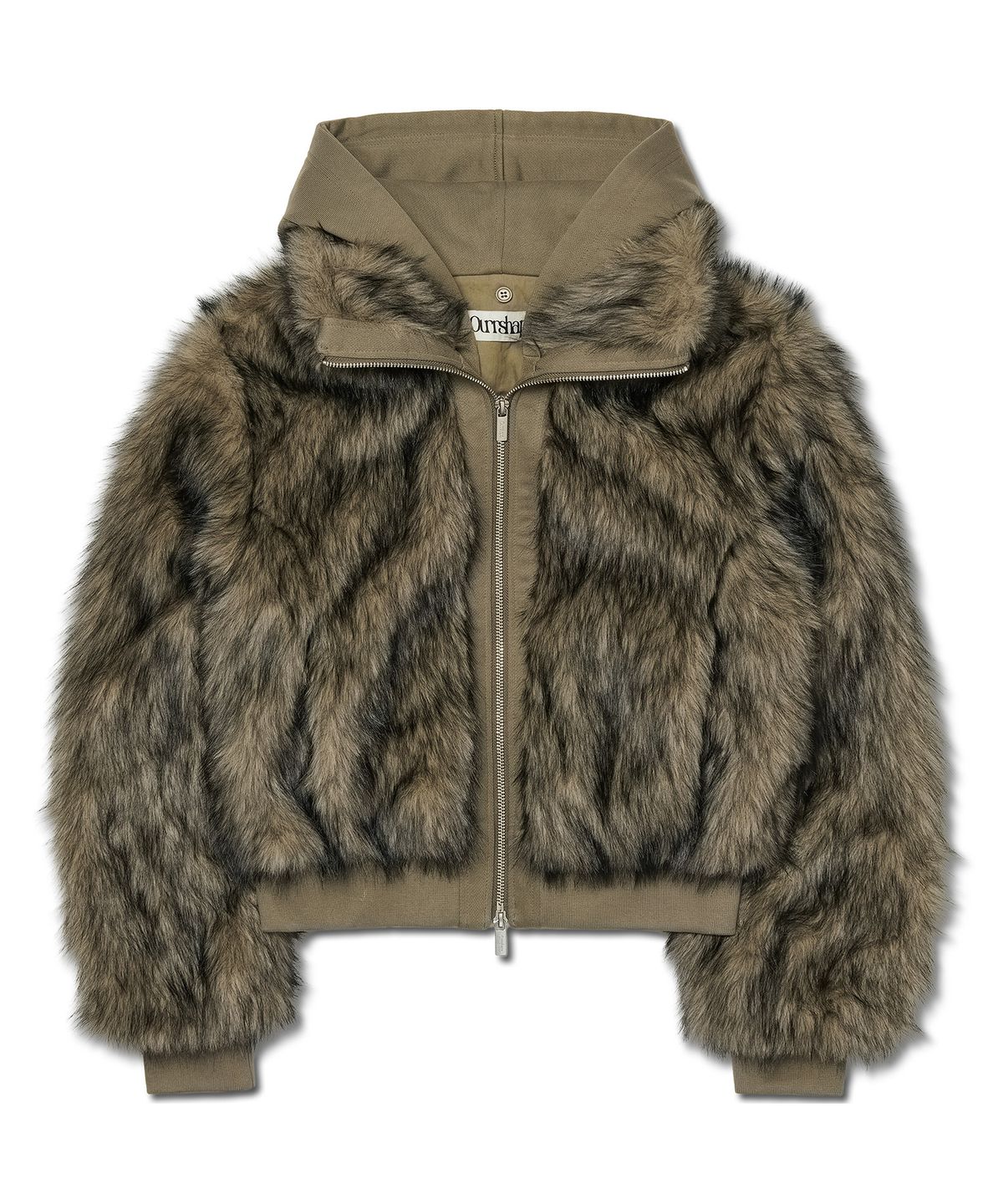 아워쉐입(OURRSHAPE) Detachable Hood Fur Jacket - Brown