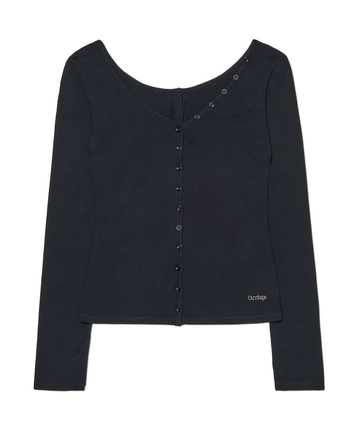 아워쉐입(OURRSHAPE) Button Point Slim Cardigan - Black