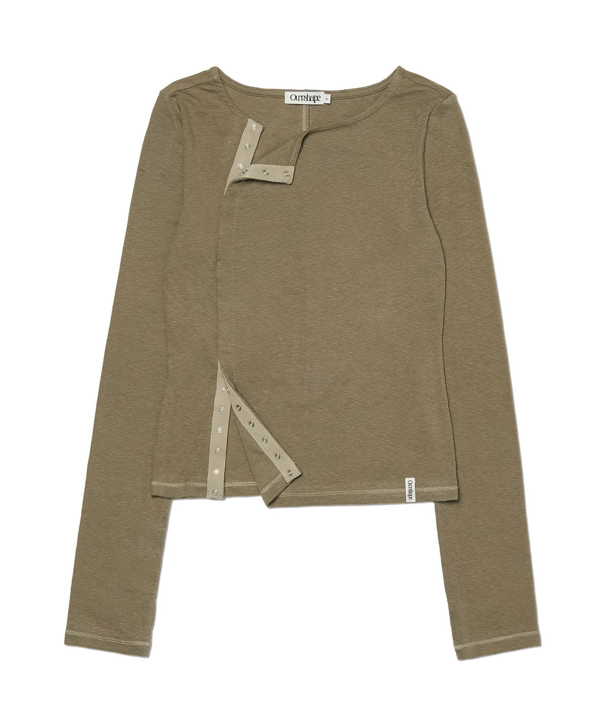 아워쉐입(OURRSHAPE) Open Snap Slim Longsleeve - Khaki Brown