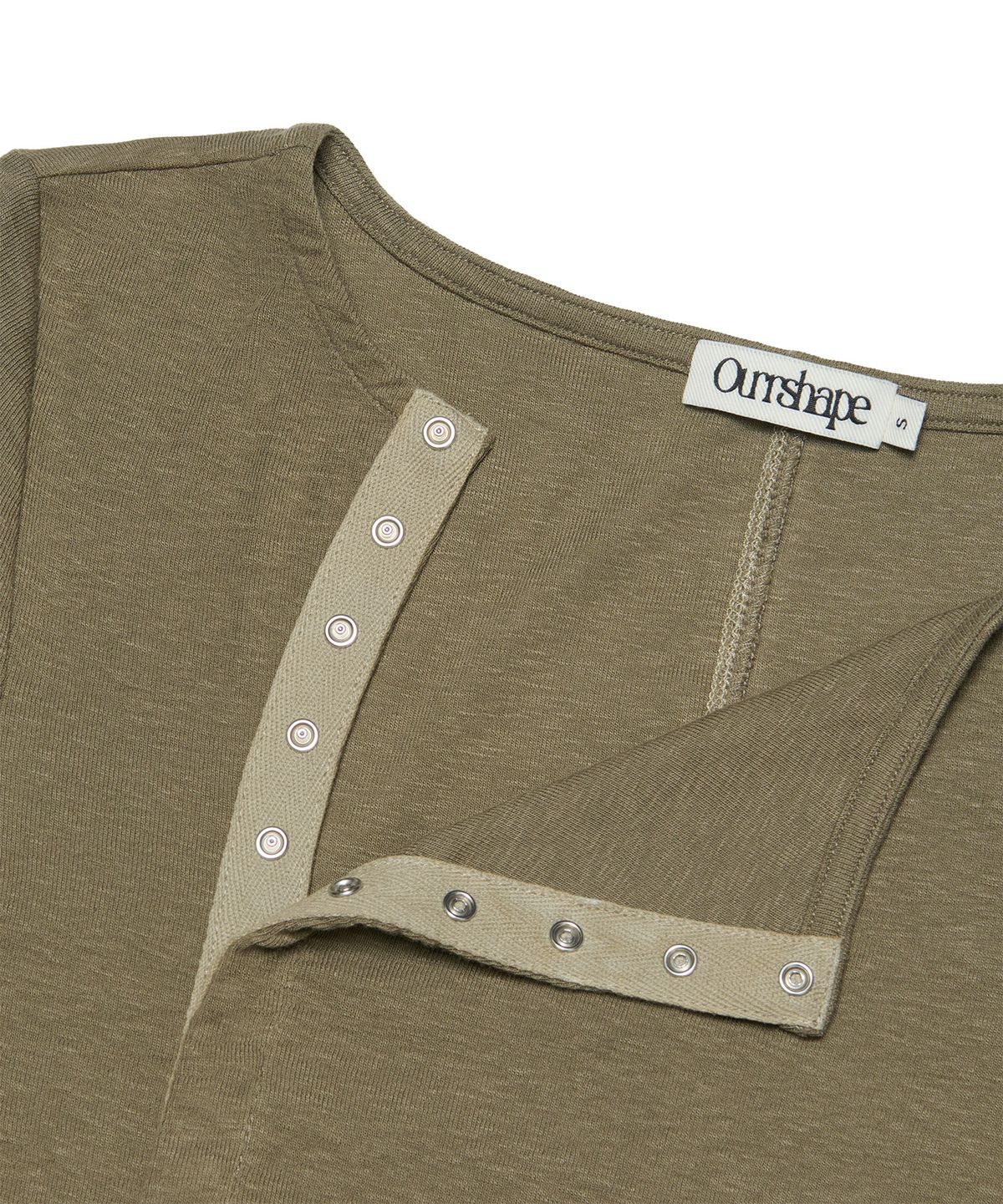 아워쉐입(OURRSHAPE) Open Snap Slim Longsleeve - Khaki Brown