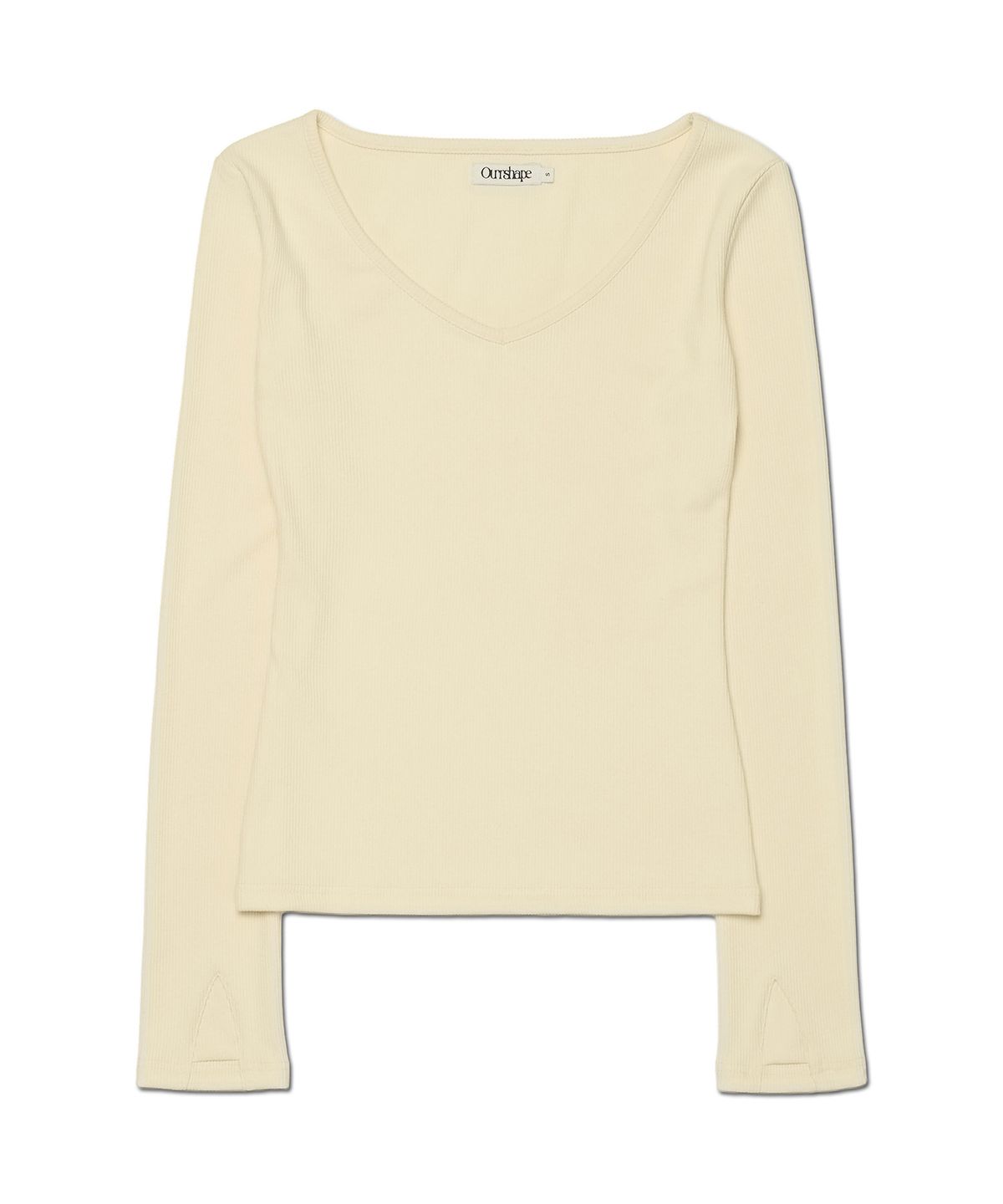 아워쉐입(OURRSHAPE) Slim Shape V Neck Longsleeve - Ivory