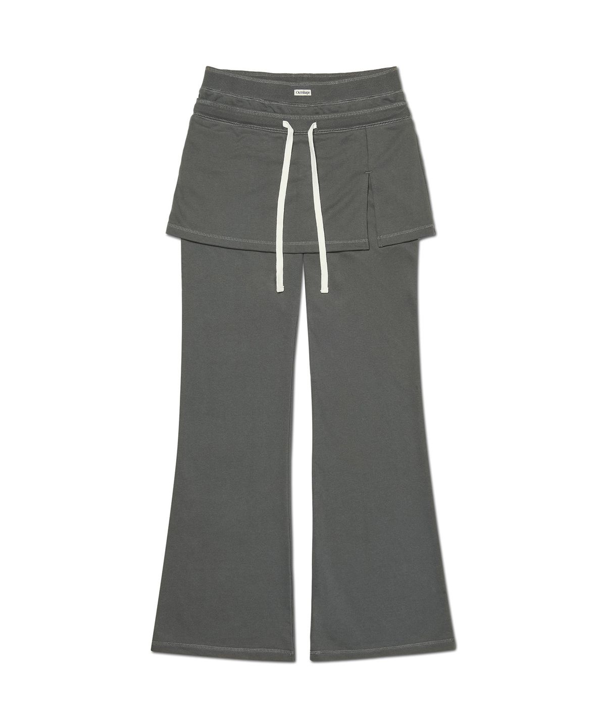 아워쉐입(OURRSHAPE) Double Waist Skirt Pants - Charcoal