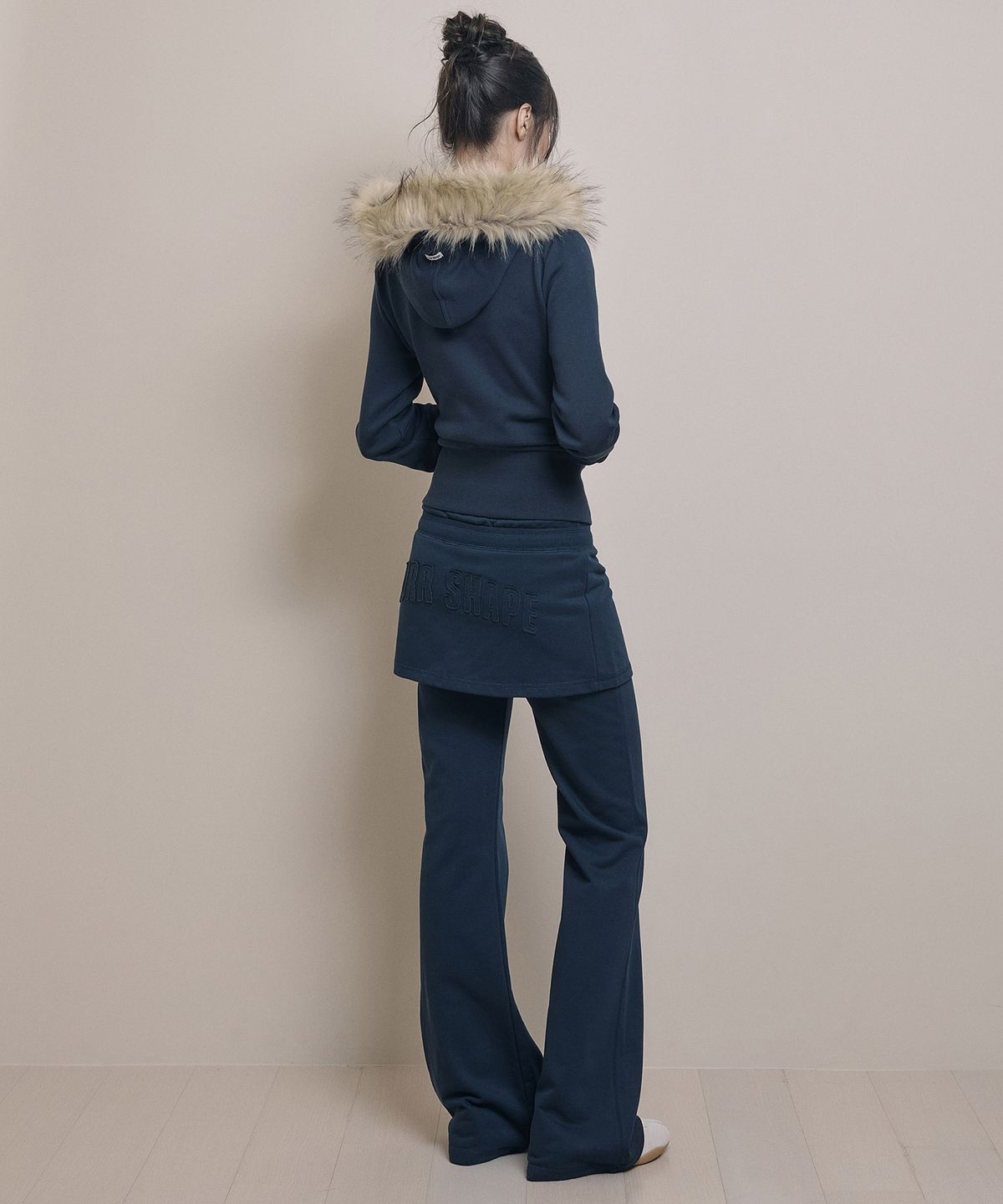 아워쉐입(OURRSHAPE) Double Waist Skirt Pants - Dark Navy