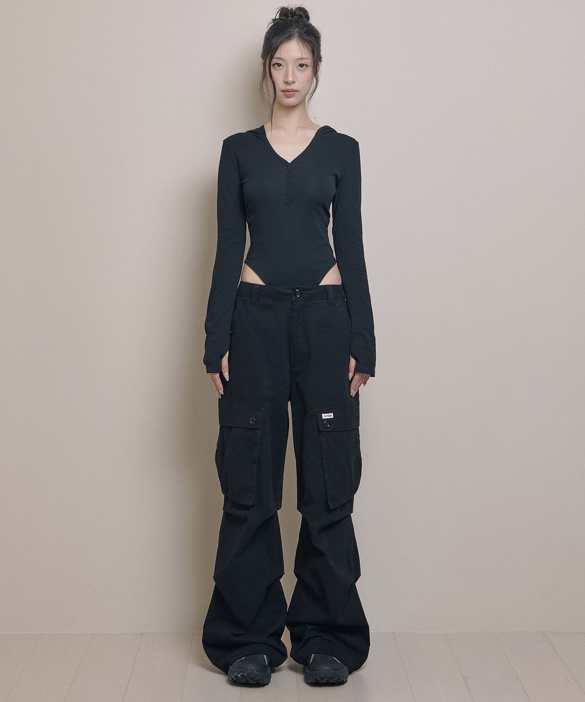 아워쉐입(OURRSHAPE) Hooded Body Suit - Black