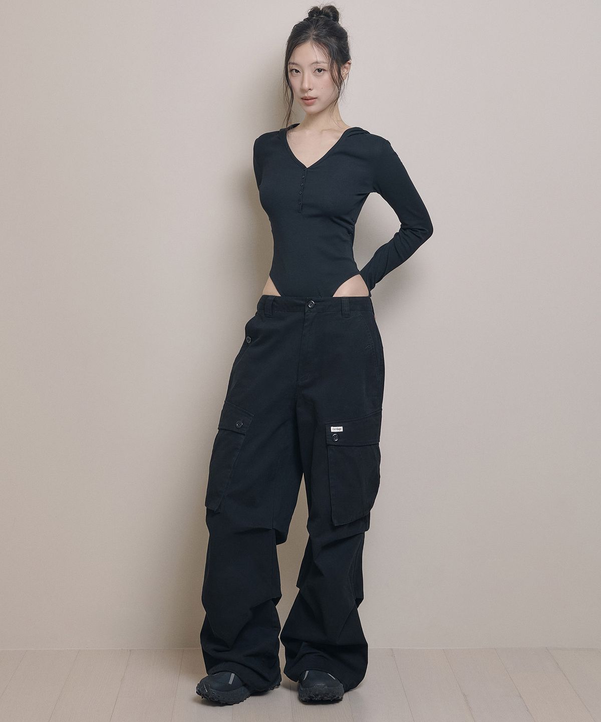 아워쉐입(OURRSHAPE) Hooded Body Suit - Black