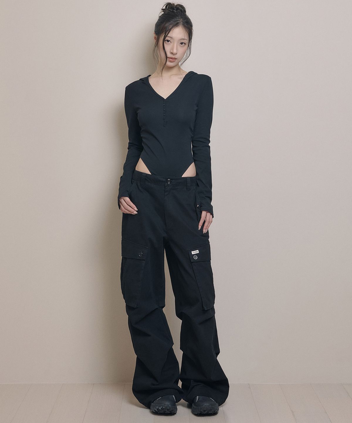 아워쉐입(OURRSHAPE) Hooded Body Suit - Black