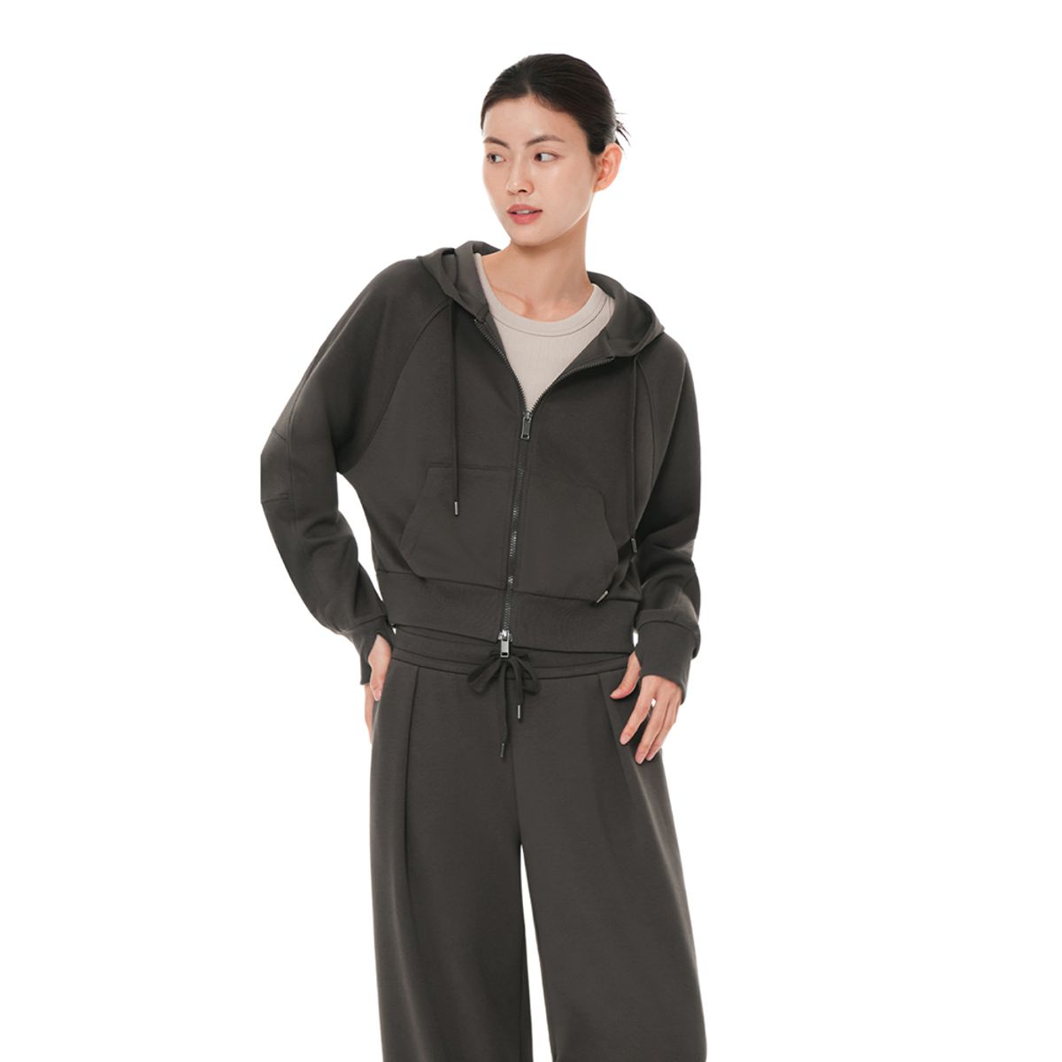 안다르(ANDAR) 마일드무스 크롭 후디 집업