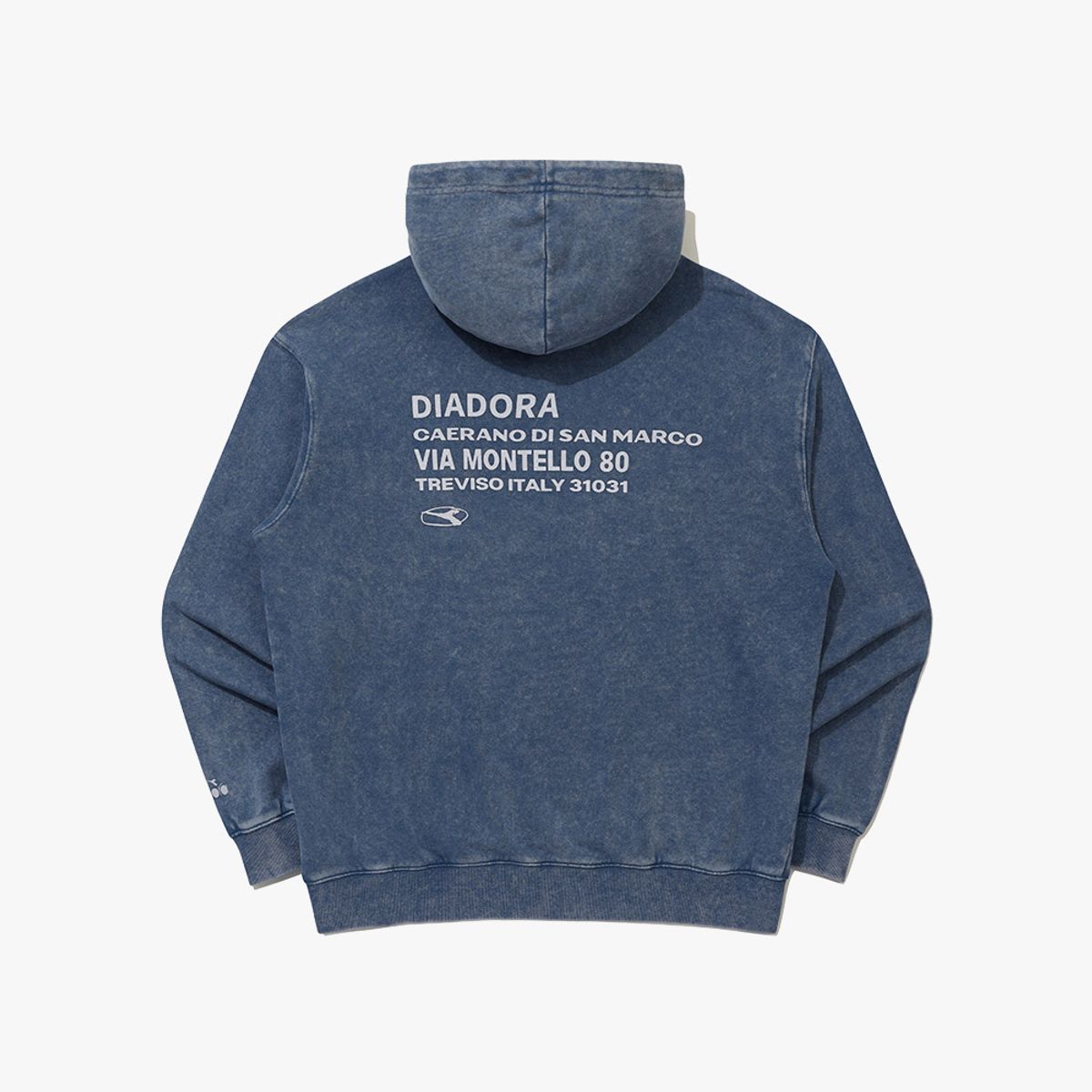 디아도라(diadora) 피그먼트 워싱 후드 티셔츠 BLUE