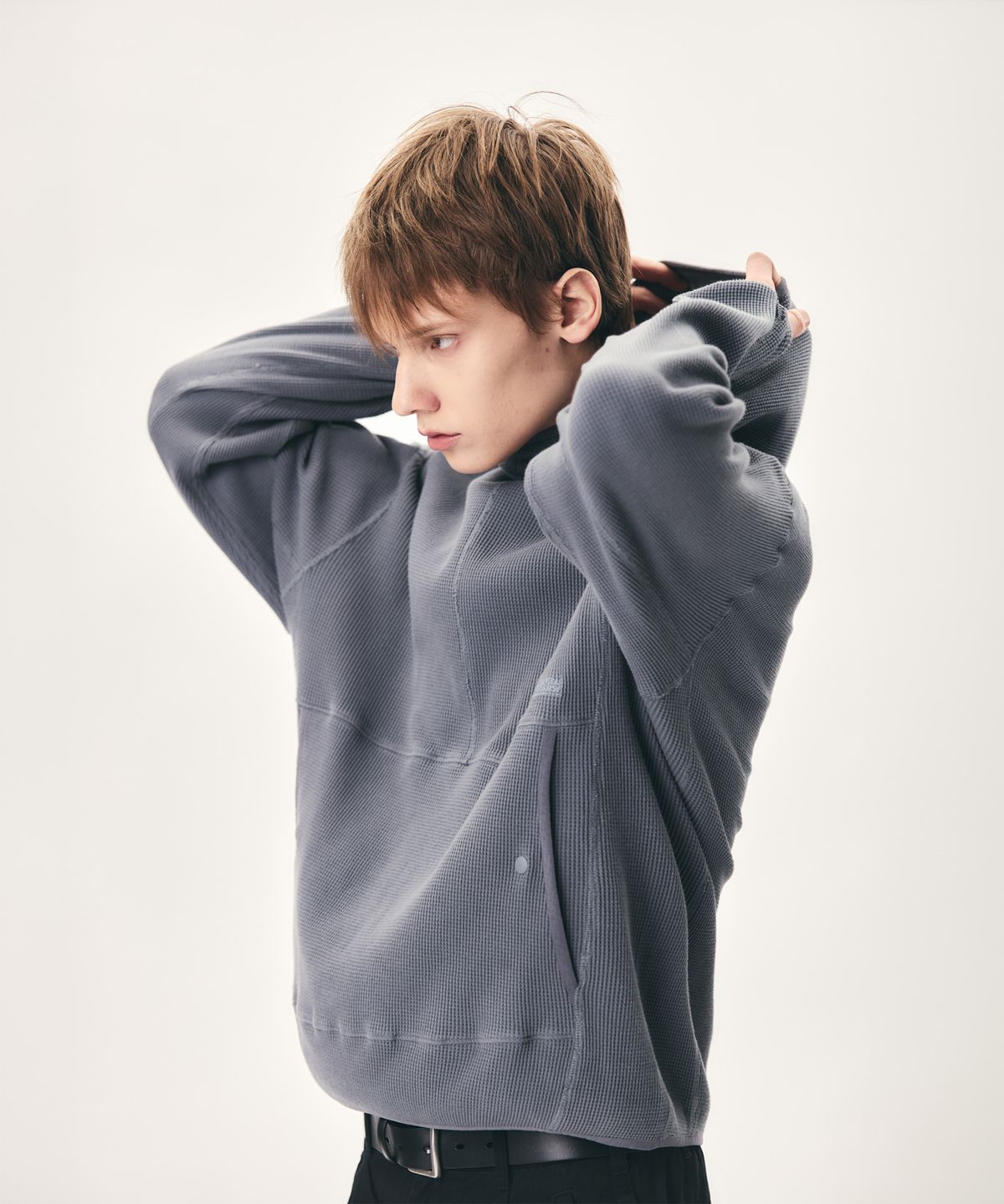 에스피오나지(ESPIONAGE) Utility Waffle Hoodie Slate