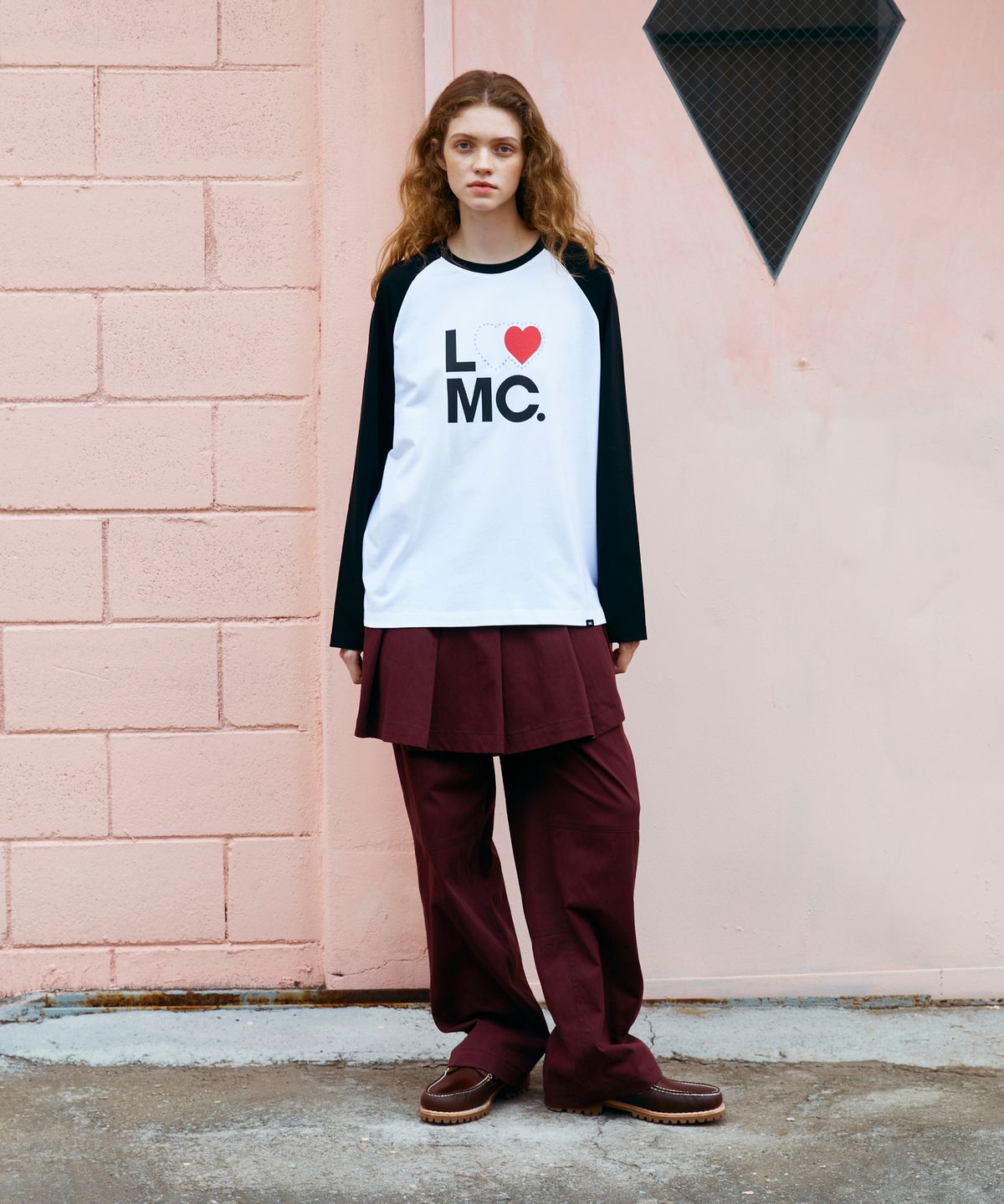 엘엠씨(LMC) WM PLEATS SKIRT LAYERED PANTS burgundy