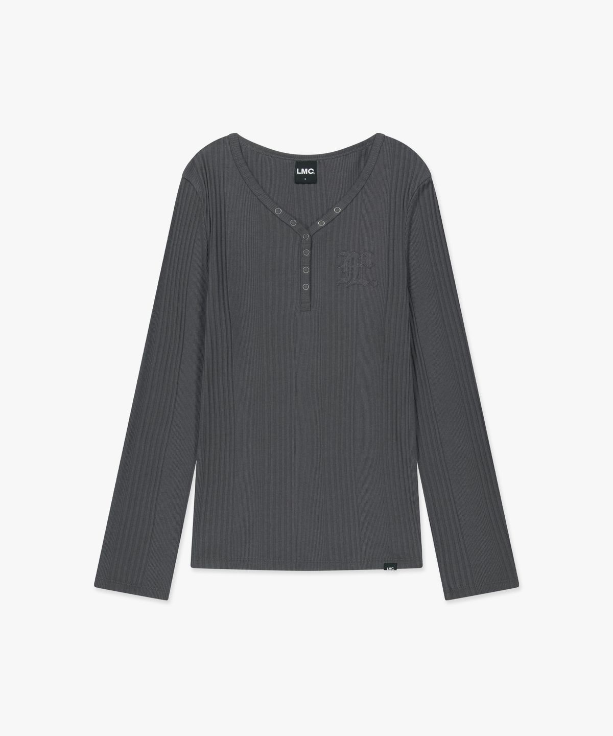 엘엠씨(LMC) WM GOTHIC LAYERED HENLEY NECK LONG SLV TEE charcoal