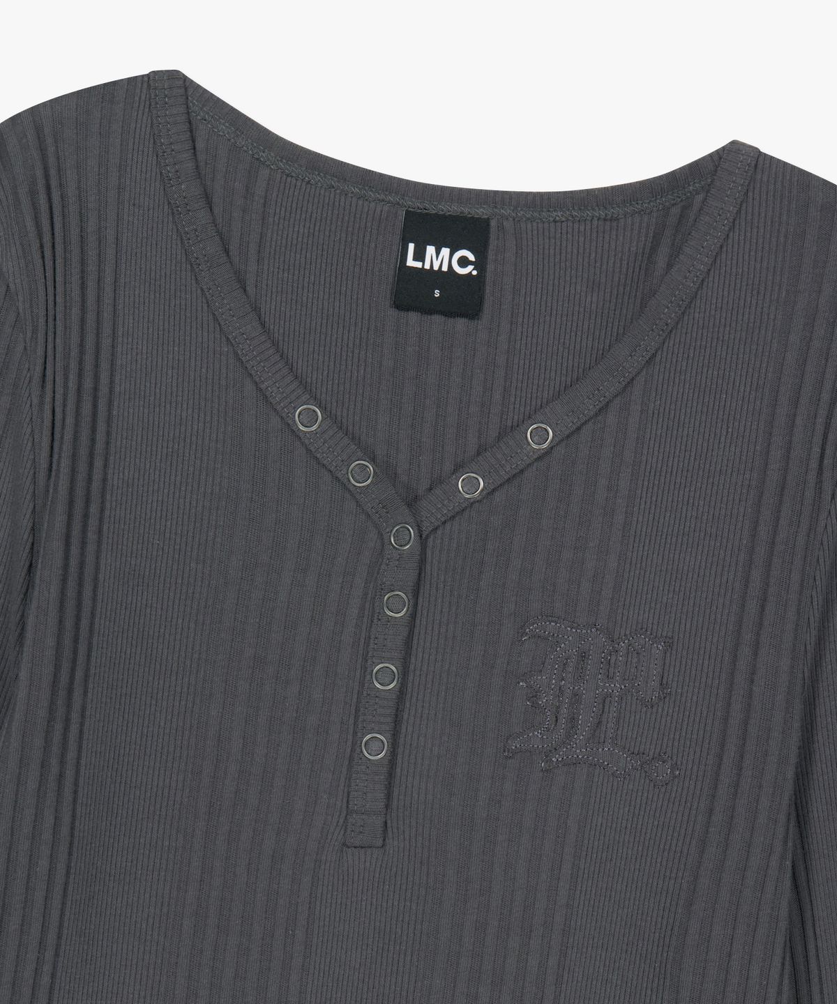 엘엠씨(LMC) WM GOTHIC LAYERED HENLEY NECK LONG SLV TEE charcoal