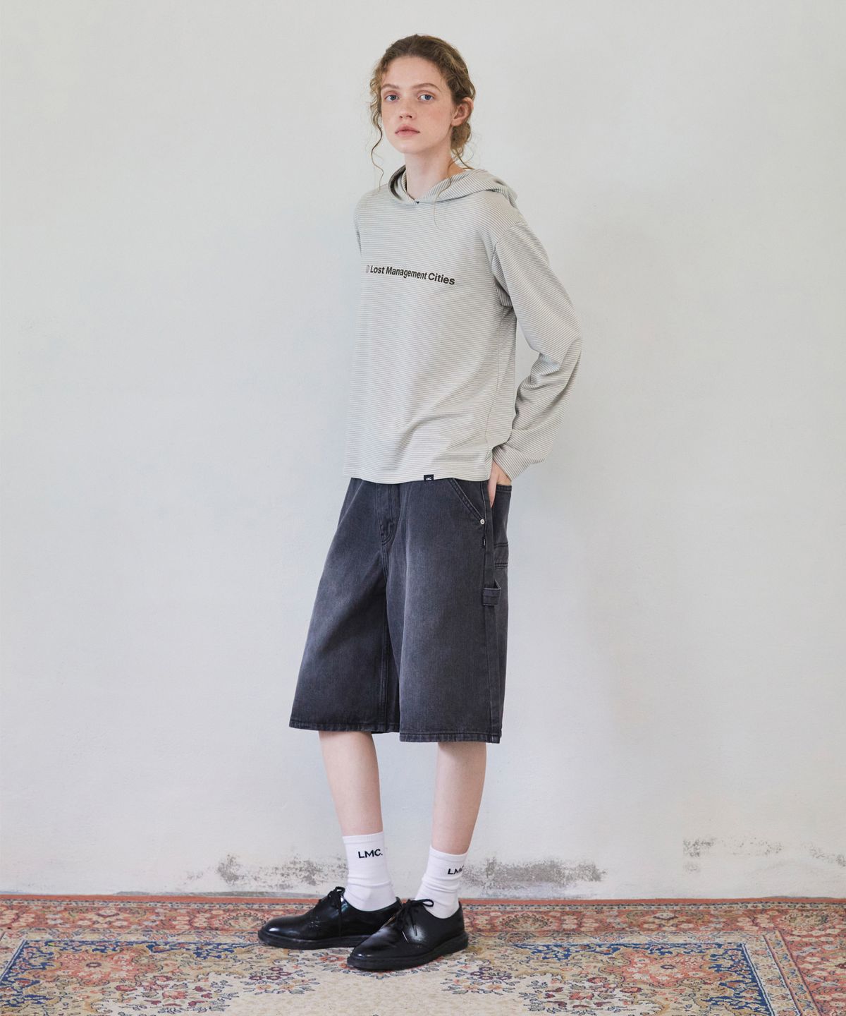 엘엠씨(LMC) WM STRIPE HOODED LONG SLV TEE beige