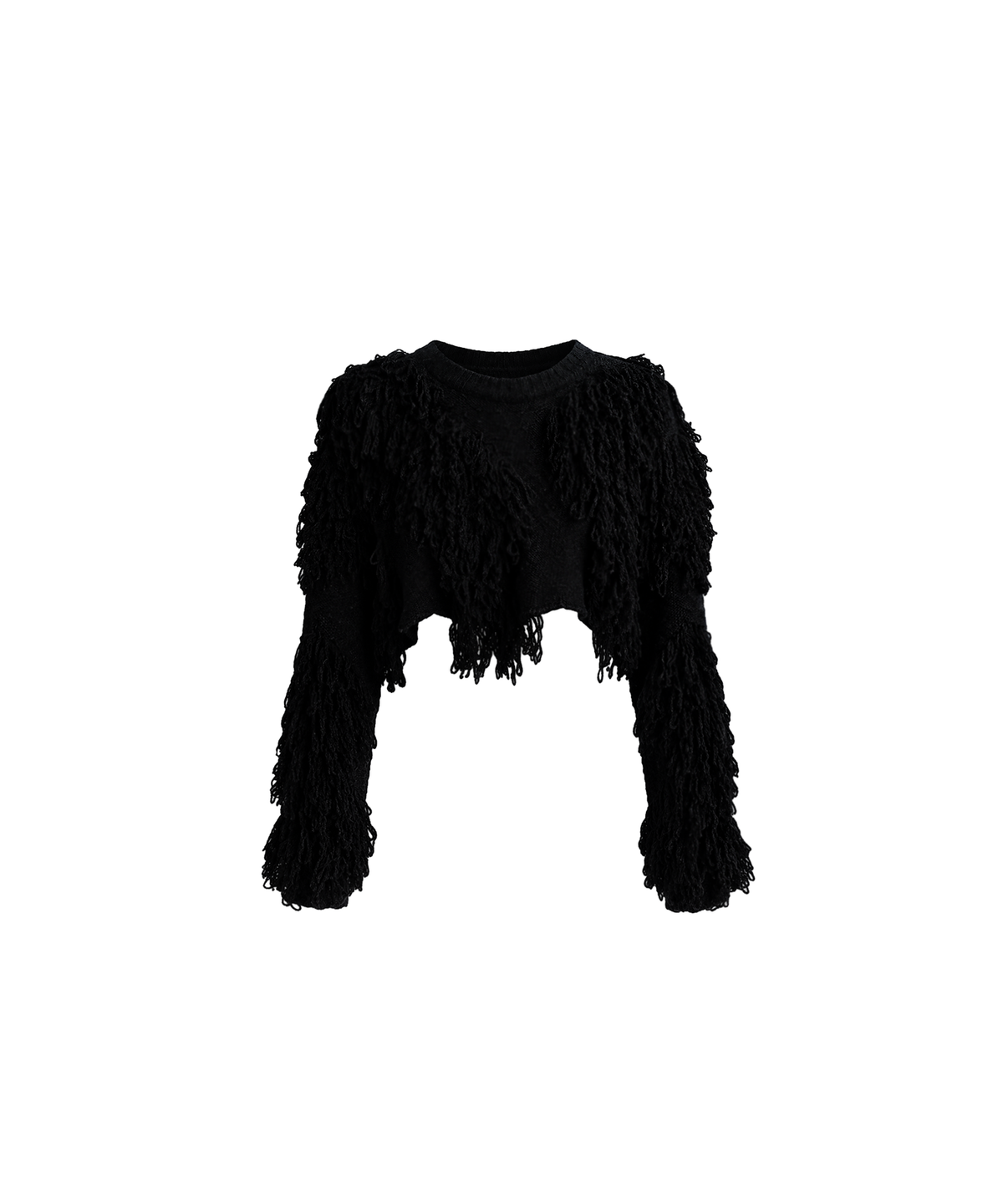 오도어(ODOR) Rough fringe crop knit