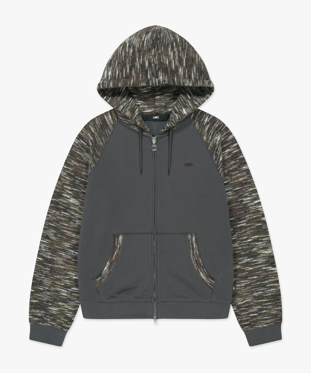 엘엠씨(LMC) WM COLOR BLOCK RAGLAN ZIP UP HOODIE charcoal