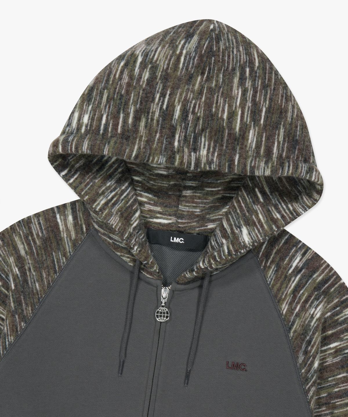 엘엠씨(LMC) WM COLOR BLOCK RAGLAN ZIP UP HOODIE charcoal