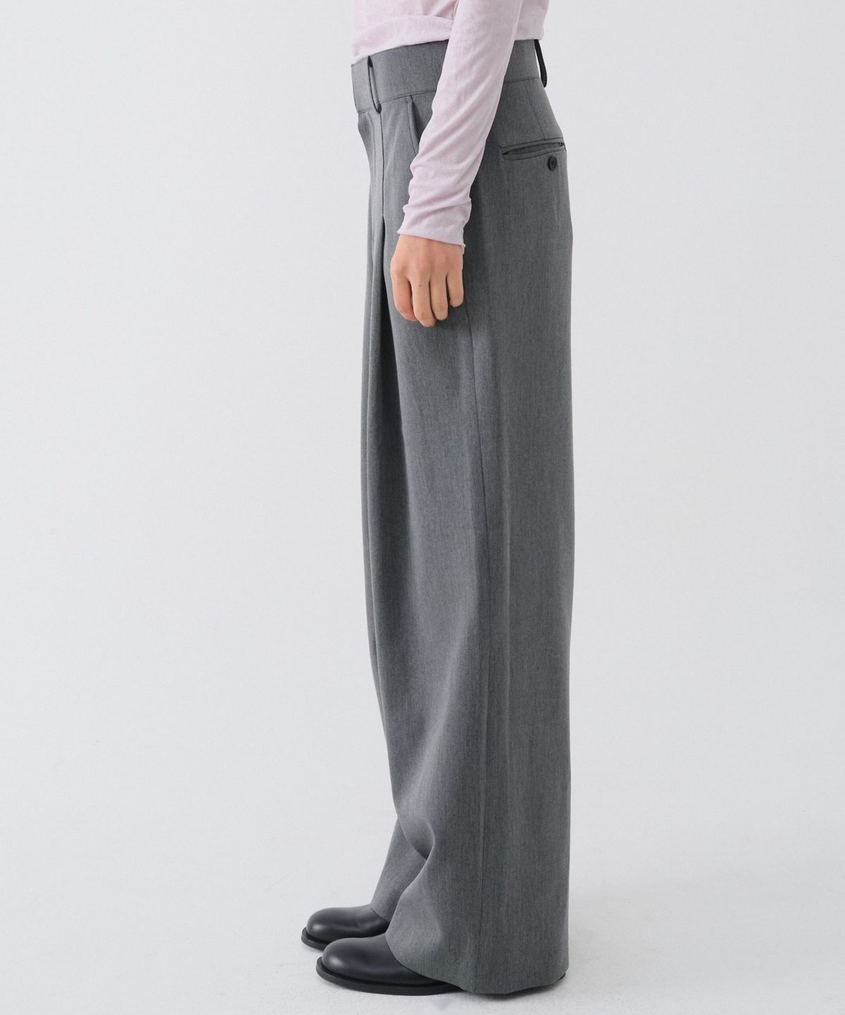 센토르(CENTAUR.KR) WOOL PINTUCK WIDE SLACKS_CHARCOAL