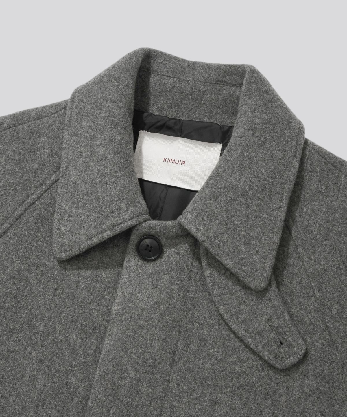 키뮤어(KIIMUIR) [Drape Wool] 캐시미어블렌드 세미오버핏 발마칸 코트_그레이