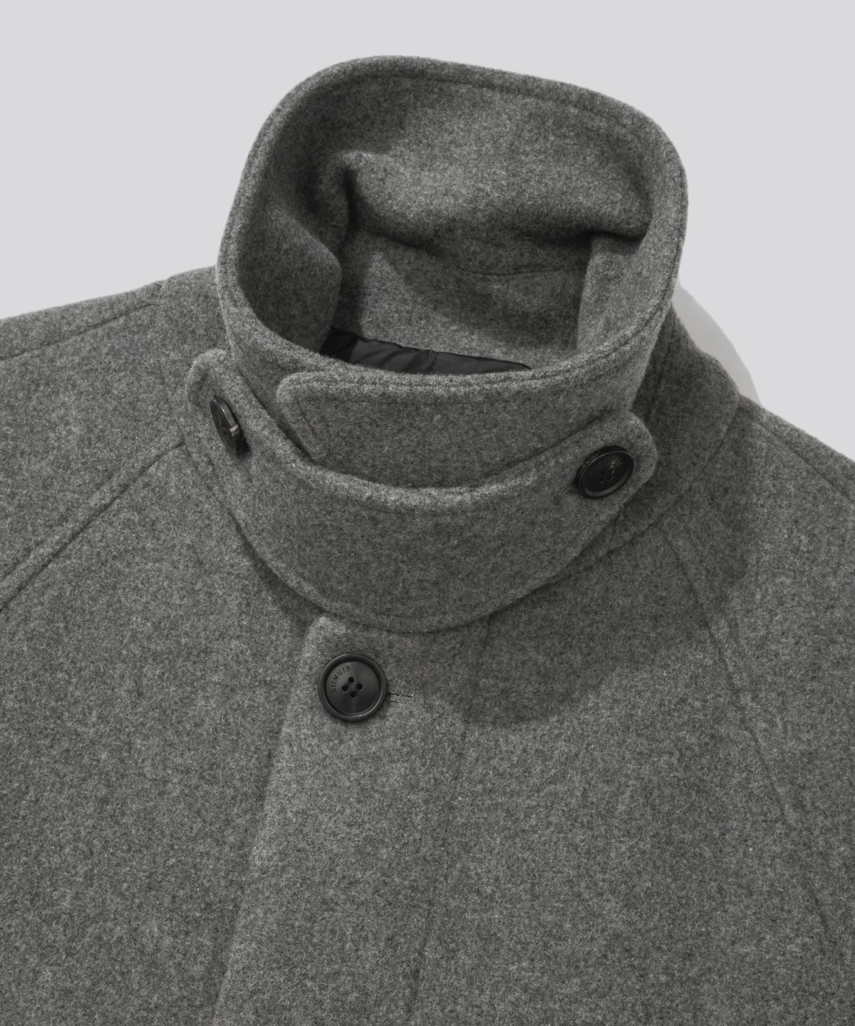 키뮤어(KIIMUIR) [Drape Wool] 캐시미어블렌드 세미오버핏 발마칸 코트_그레이