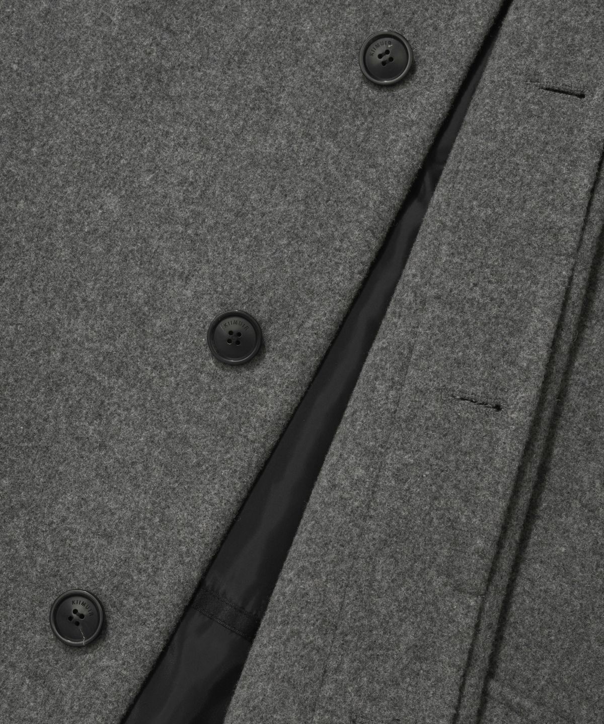 키뮤어(KIIMUIR) [Drape Wool] 캐시미어블렌드 세미오버핏 발마칸 코트_그레이