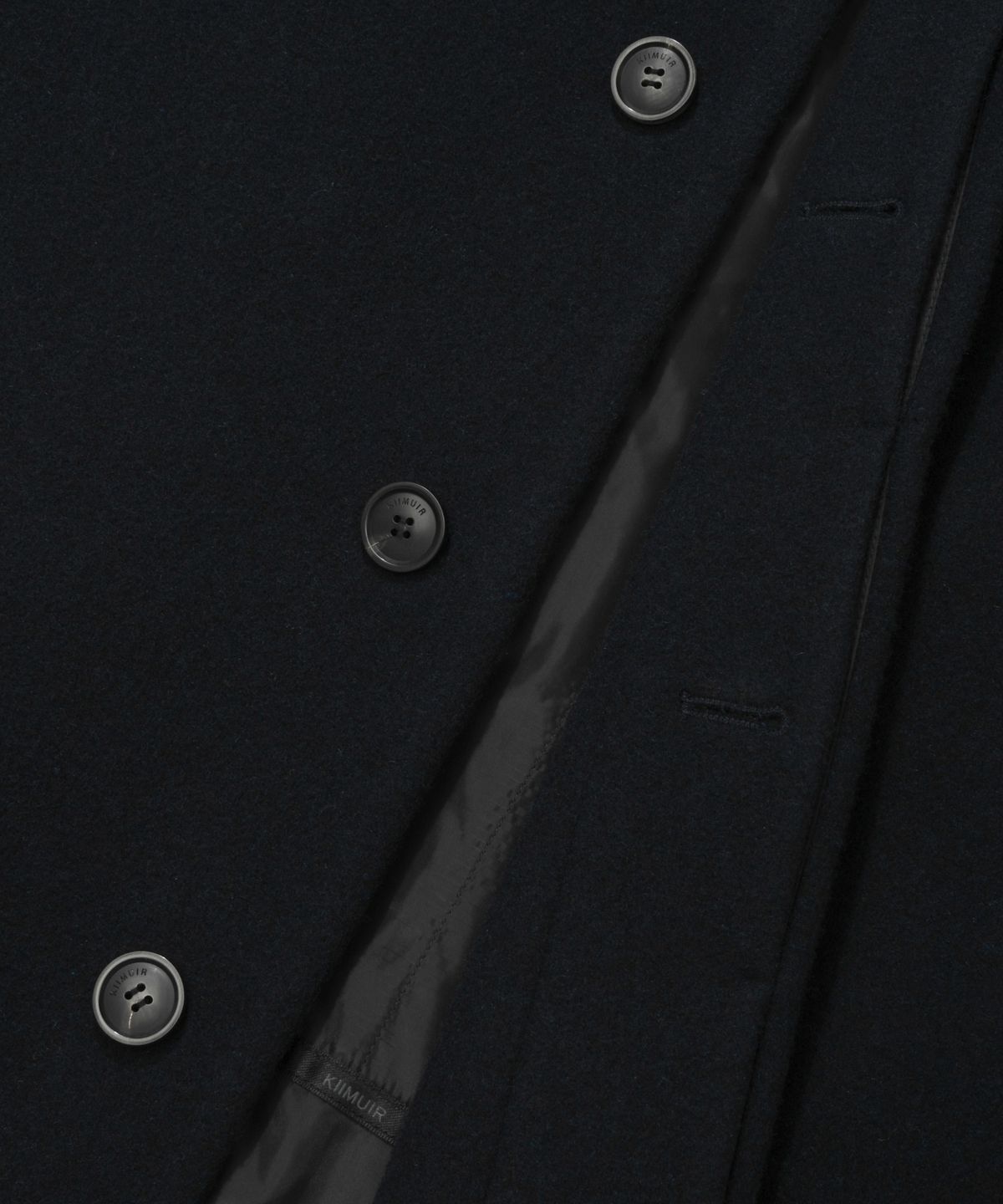 키뮤어(KIIMUIR) [Drape Wool] 캐시미어블렌드 세미오버핏 발마칸 코트_네이비