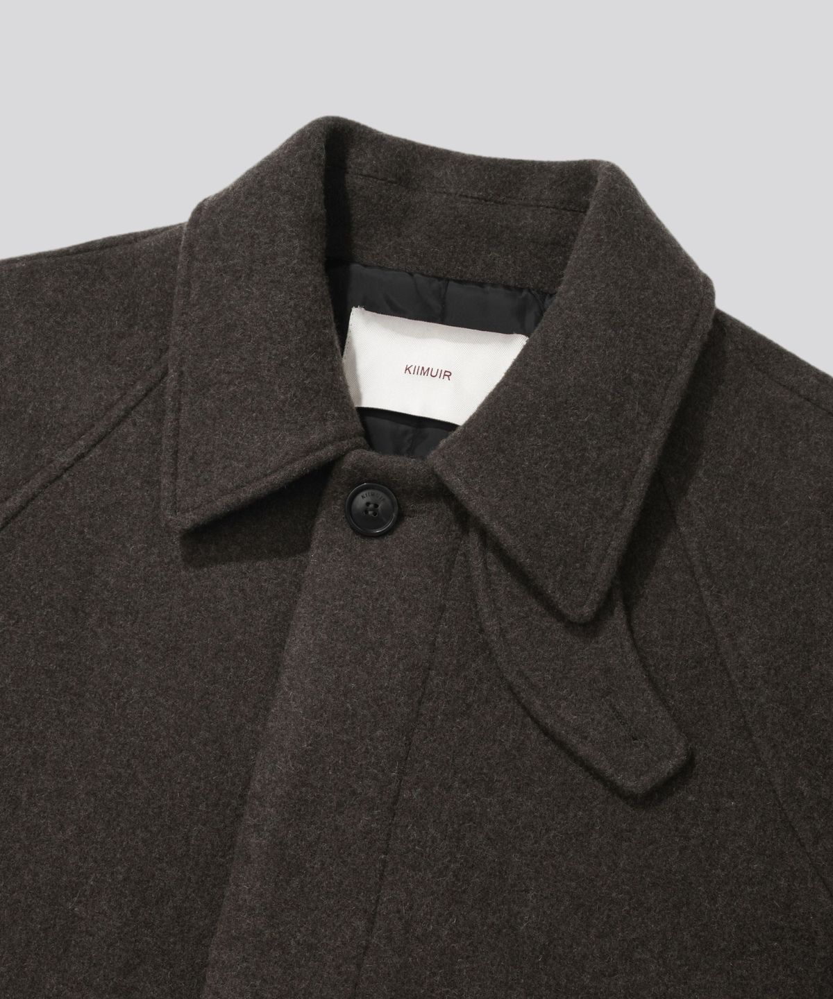 키뮤어(KIIMUIR) [Drape Wool] 캐시미어블렌드 세미오버핏 발마칸 코트_브라운