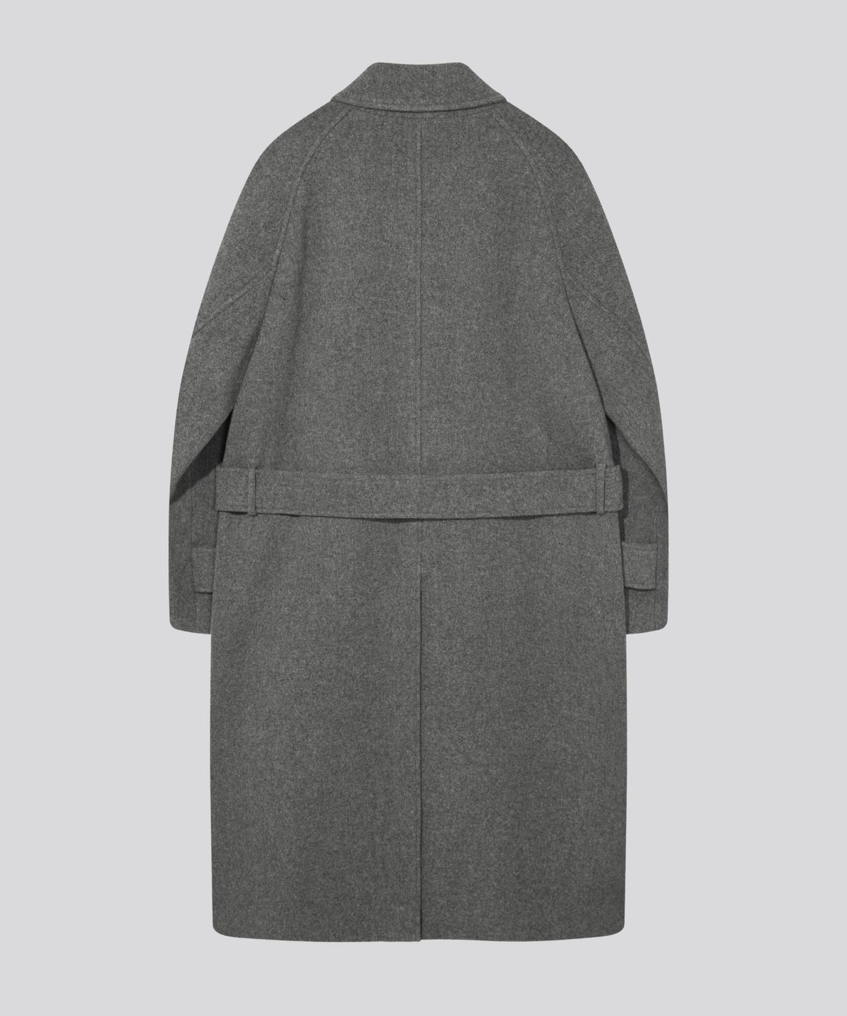 키뮤어(KIIMUIR) [Drape Wool] 캐시미어블렌드 세미오버핏 발마칸 로브코트_그레이