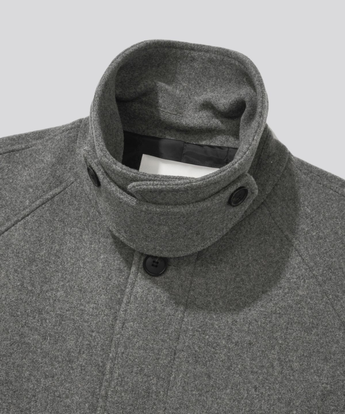 키뮤어(KIIMUIR) [Drape Wool] 캐시미어블렌드 세미오버핏 발마칸 로브코트_그레이