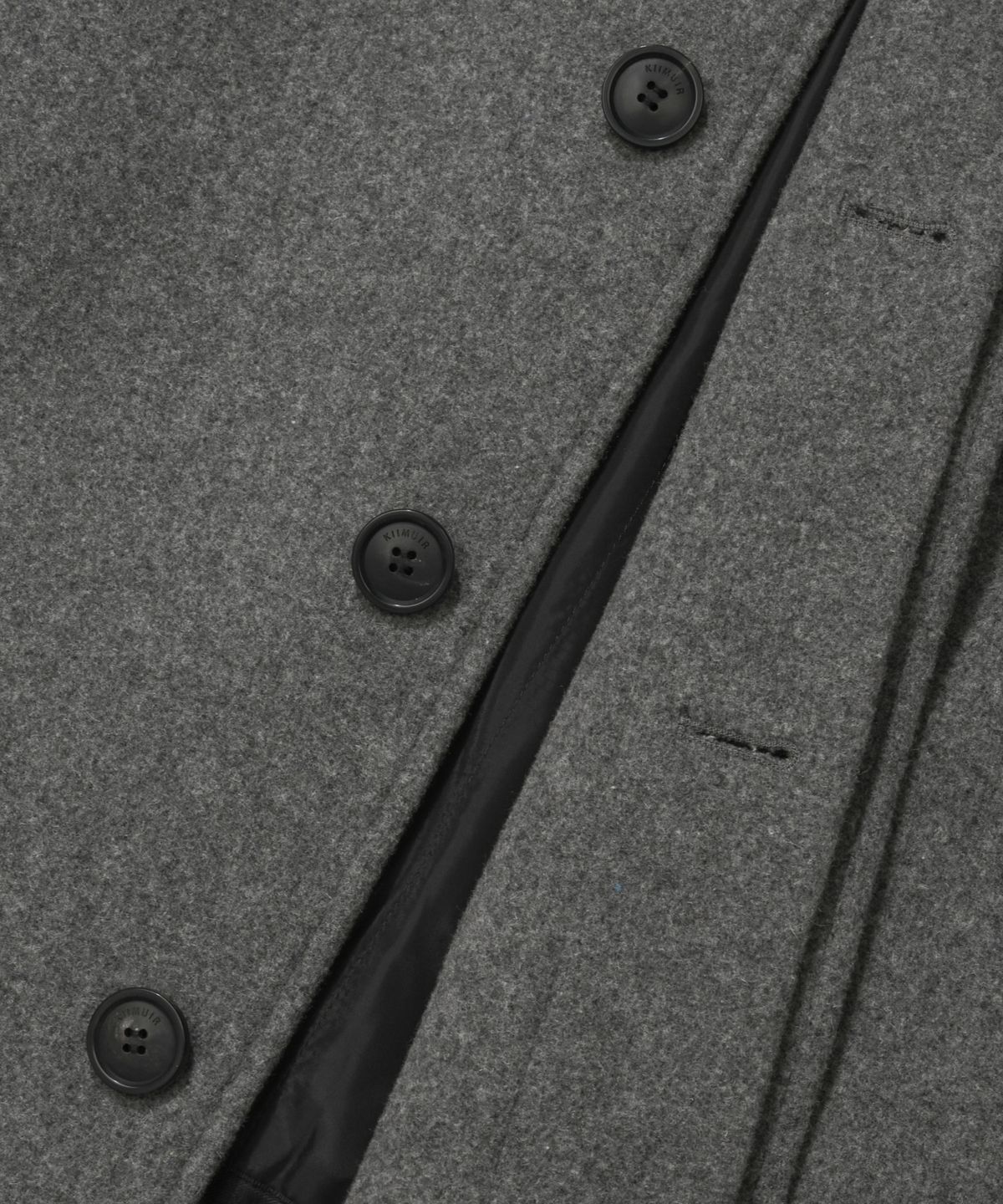 키뮤어(KIIMUIR) [Drape Wool] 캐시미어블렌드 세미오버핏 발마칸 로브코트_그레이