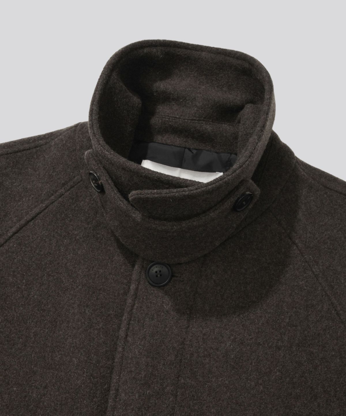 키뮤어(KIIMUIR) [Drape Wool] 캐시미어블렌드 세미오버핏 발마칸 로브코트_브라운